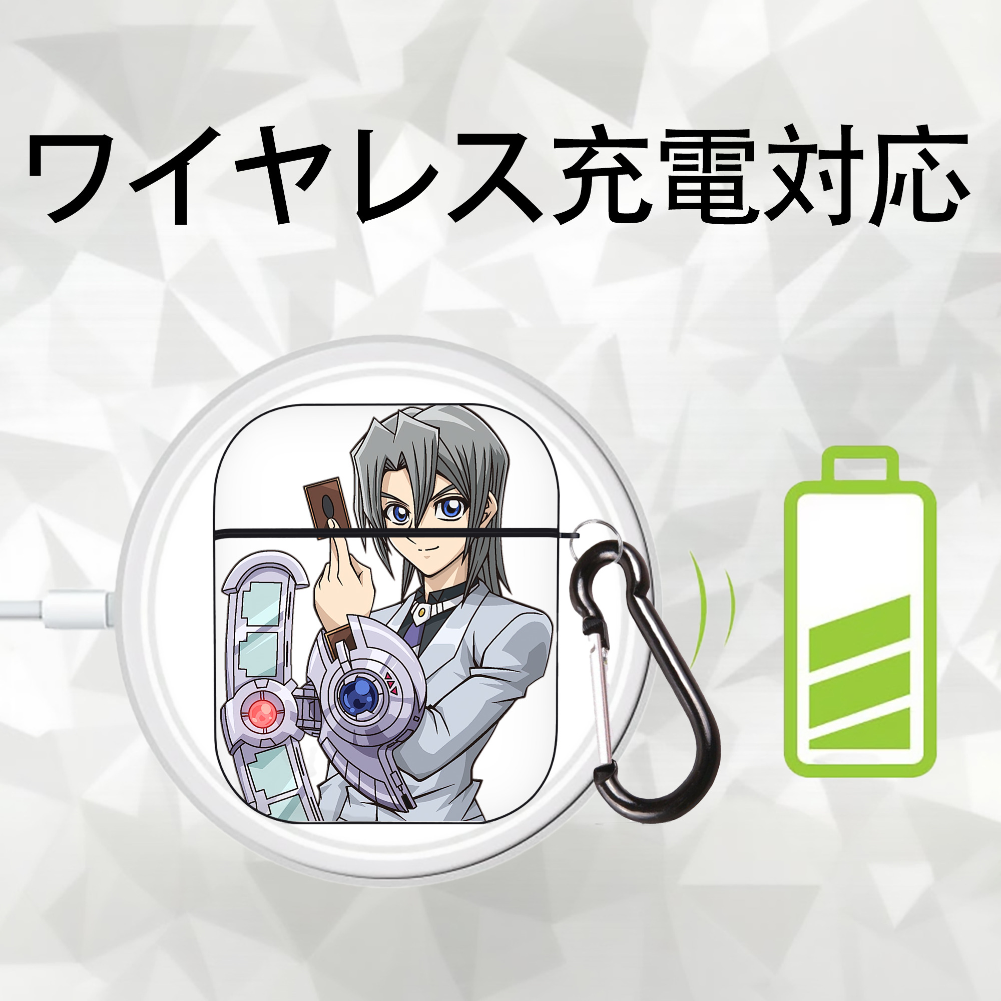 遊☆戯☆王 Yu-Gi-Oh! AirPods 第2世代保護ケース ハードシェル ブラック 耐衝撃・防指紋・カラビナ付き