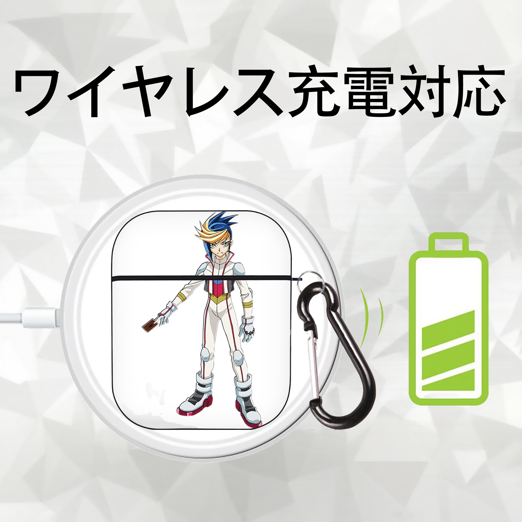 遊☆戯☆王 Yu-Gi-Oh! AirPods 第2世代保護ケース ハードシェル ブラック 耐衝撃・防指紋・カラビナ付き