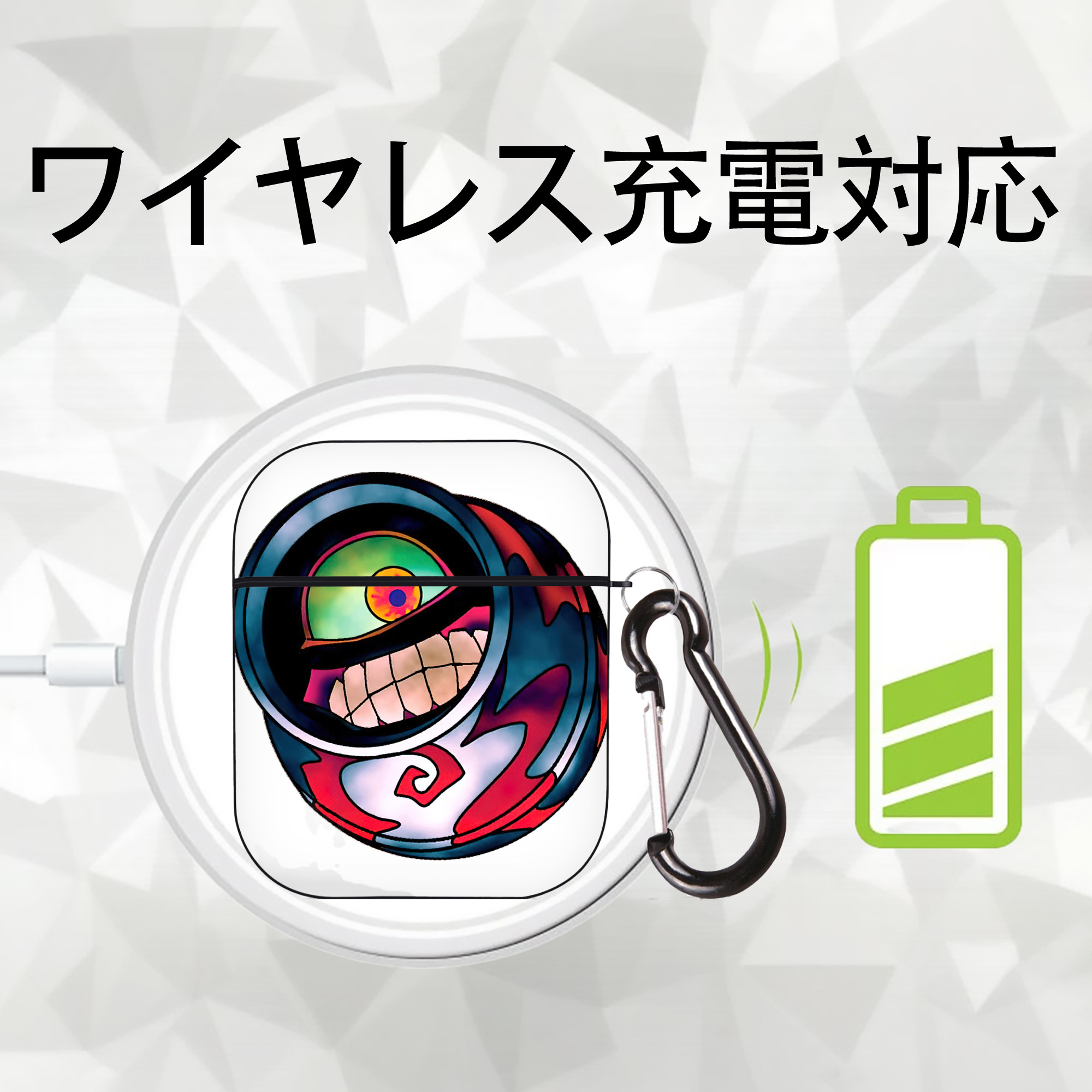 遊☆戯☆王 Yu-Gi-Oh! AirPods 第2世代保護ケース ハードシェル ブラック 耐衝撃・防指紋・カラビナ付き