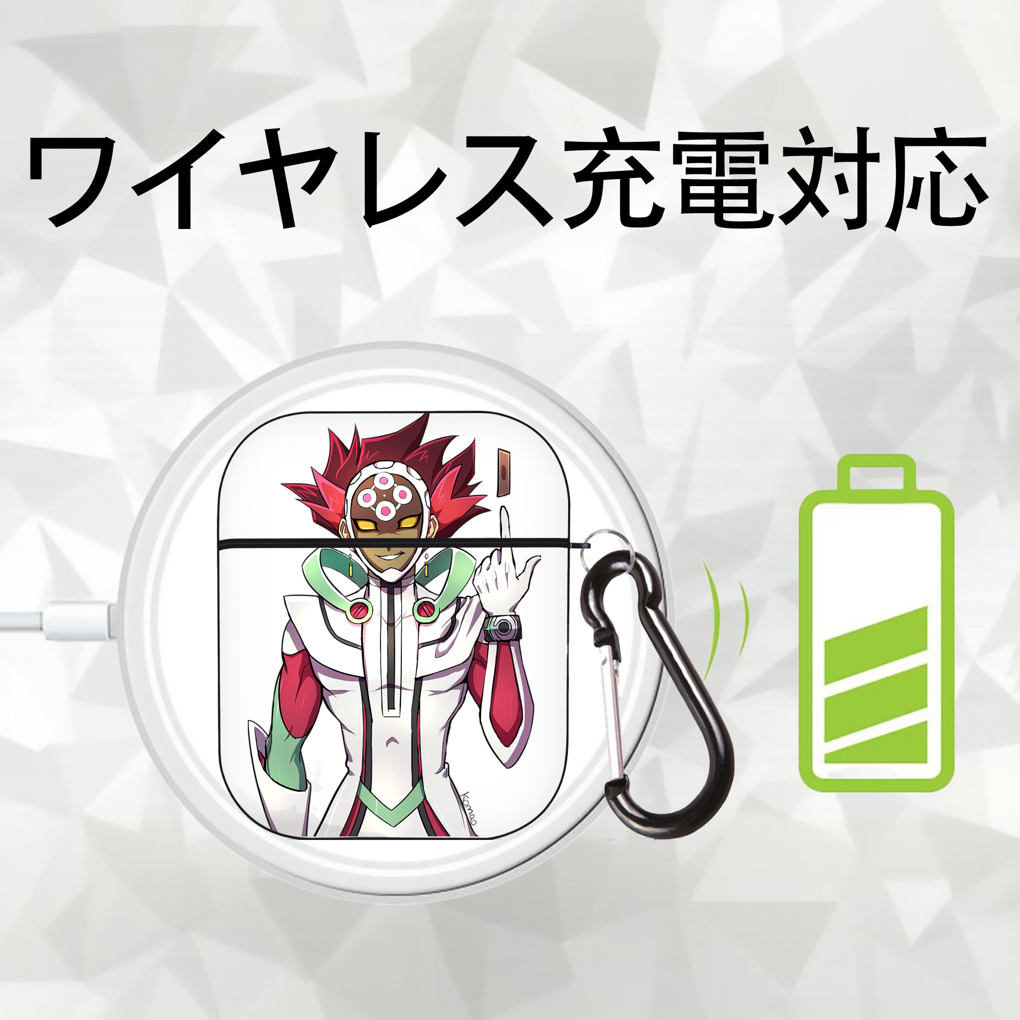 遊☆戯☆王 Yu-Gi-Oh! AirPods 第2世代保護ケース ハードシェル ブラック 耐衝撃・防指紋・カラビナ付き