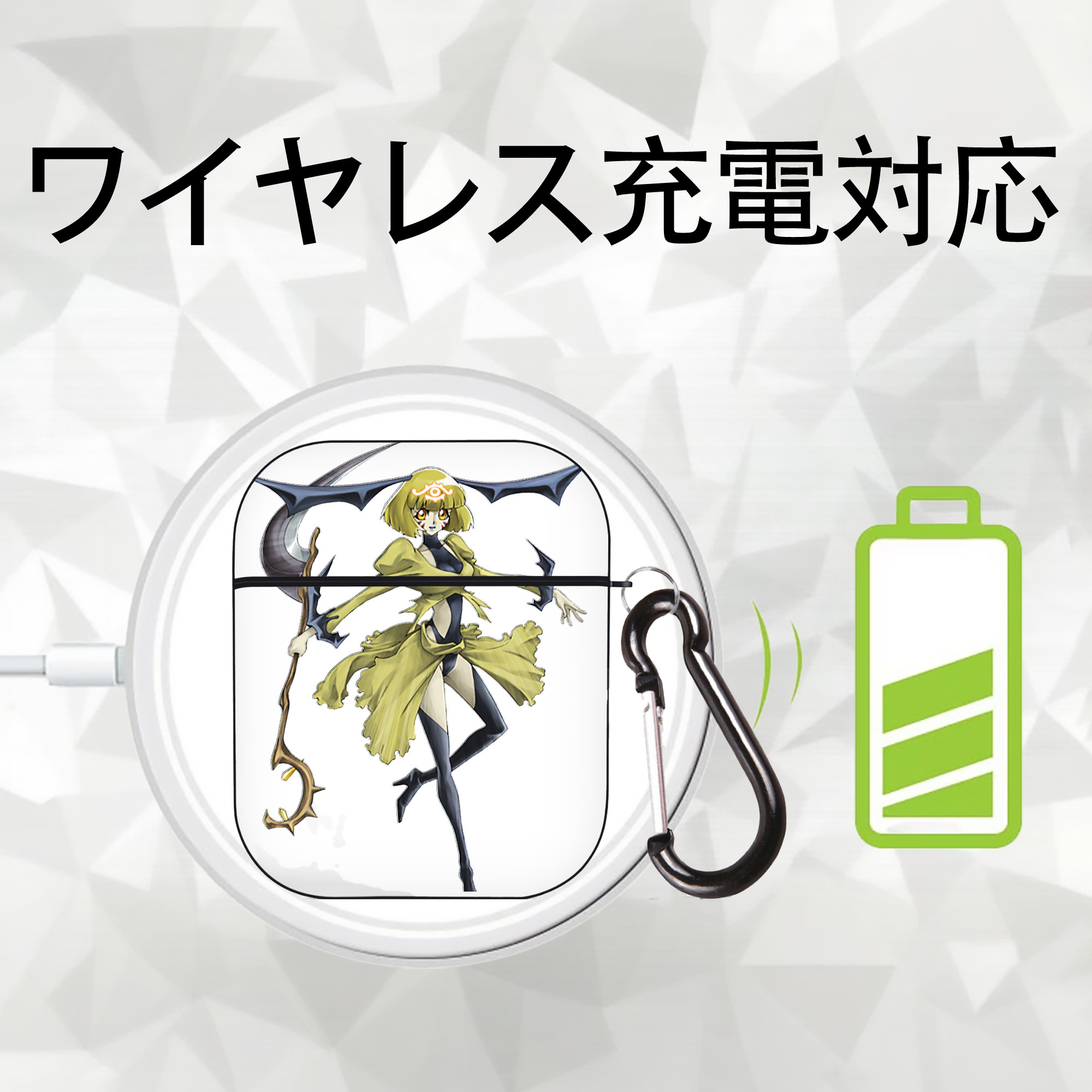 遊☆戯☆王 Yu-Gi-Oh! AirPods 第2世代保護ケース ハードシェル ブラック 耐衝撃・防指紋・カラビナ付き