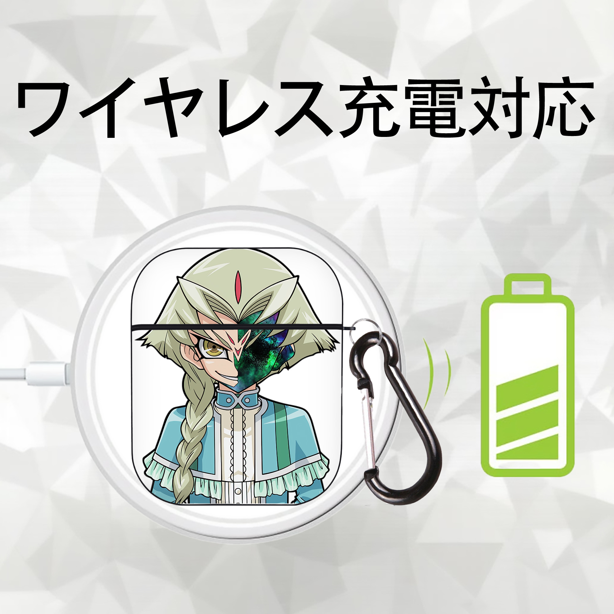 遊☆戯☆王 Yu-Gi-Oh! AirPods 第2世代保護ケース ハードシェル ブラック 耐衝撃・防指紋・カラビナ付き