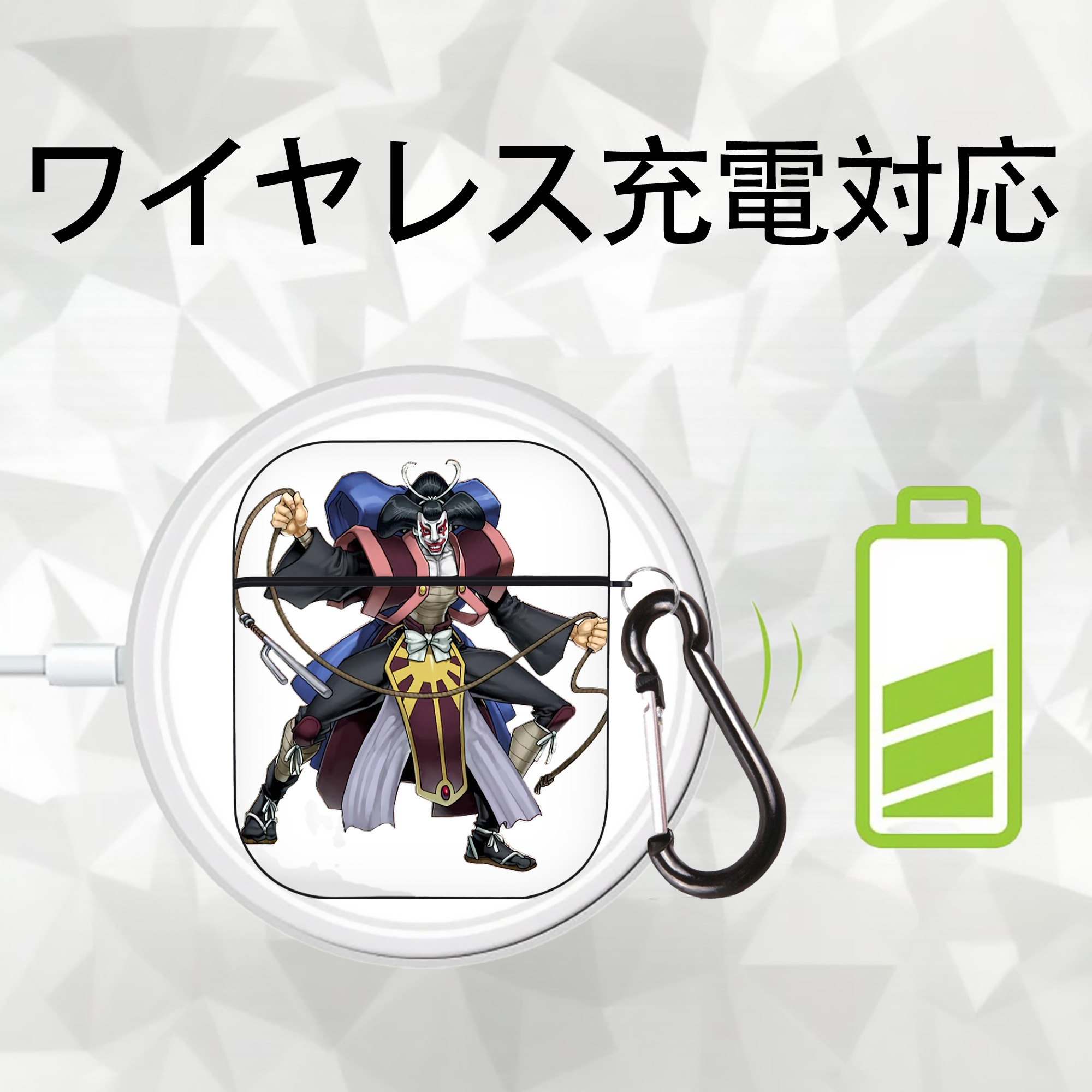 遊☆戯☆王 Yu-Gi-Oh! AirPods 第2世代保護ケース ハードシェル ブラック 耐衝撃・防指紋・カラビナ付き