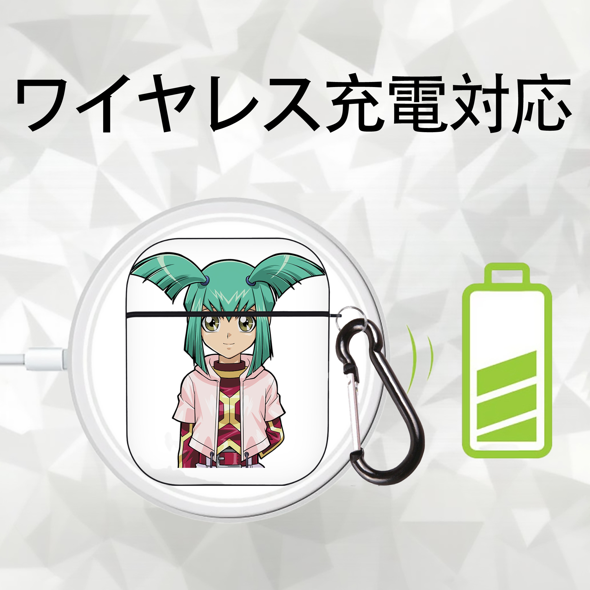 遊☆戯☆王 Yu-Gi-Oh! AirPods 第2世代保護ケース ハードシェル ブラック 耐衝撃・防指紋・カラビナ付き