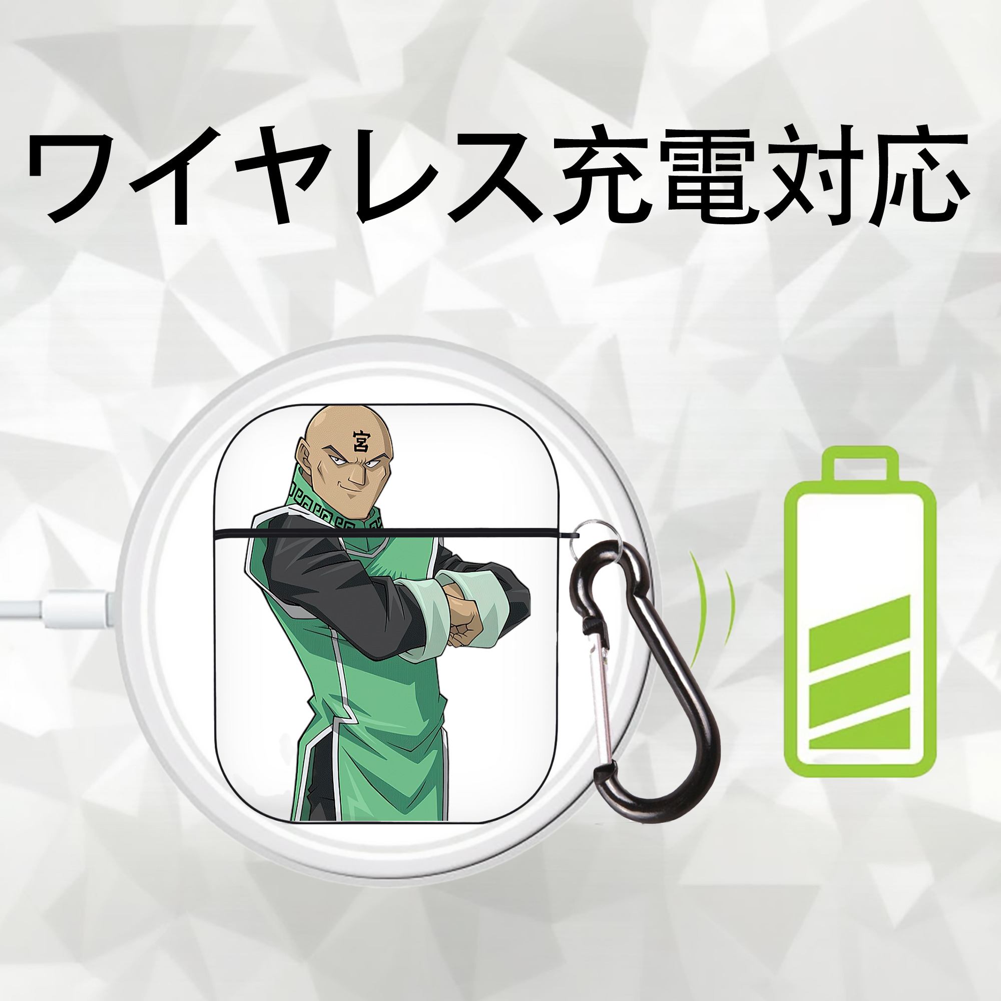 遊☆戯☆王 Yu-Gi-Oh! AirPods 第2世代保護ケース ハードシェル ブラック 耐衝撃・防指紋・カラビナ付き