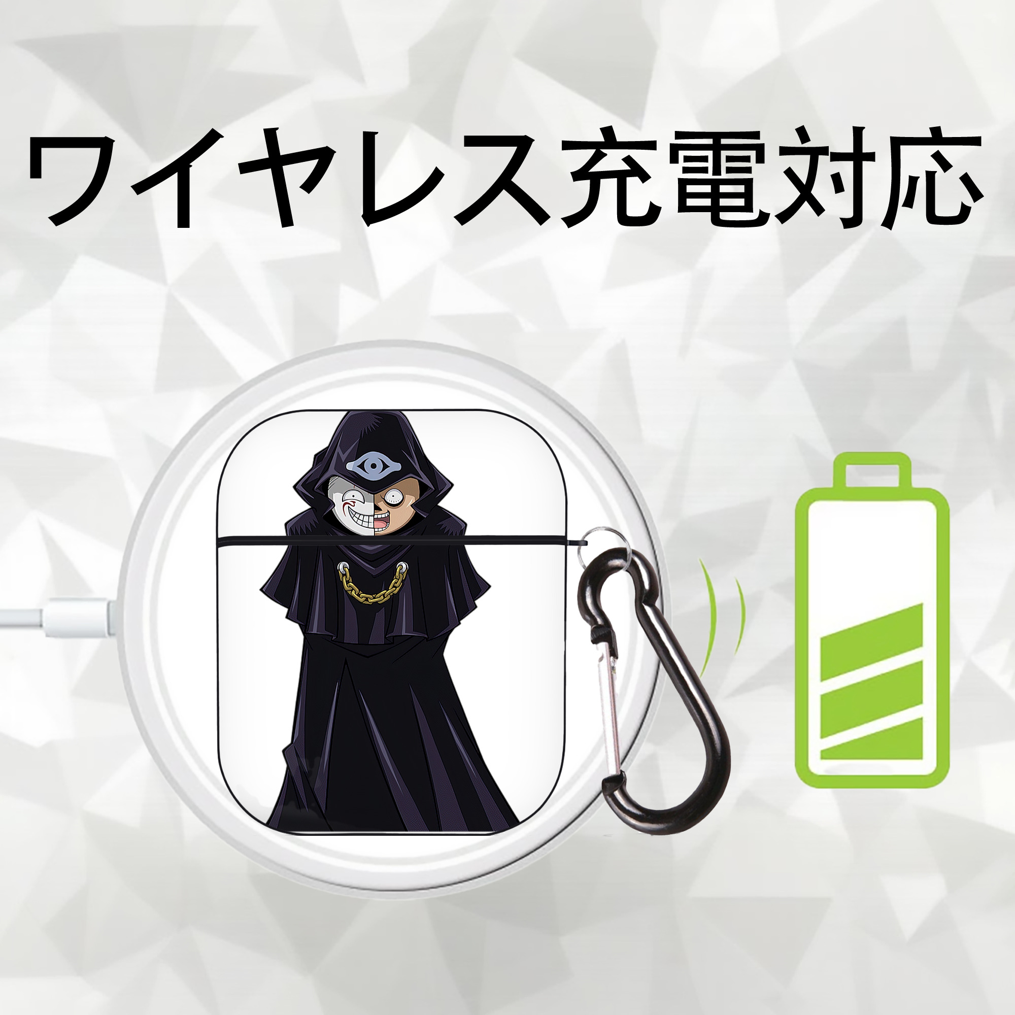遊☆戯☆王 Yu-Gi-Oh! AirPods 第2世代保護ケース ハードシェル ブラック 耐衝撃・防指紋・カラビナ付き