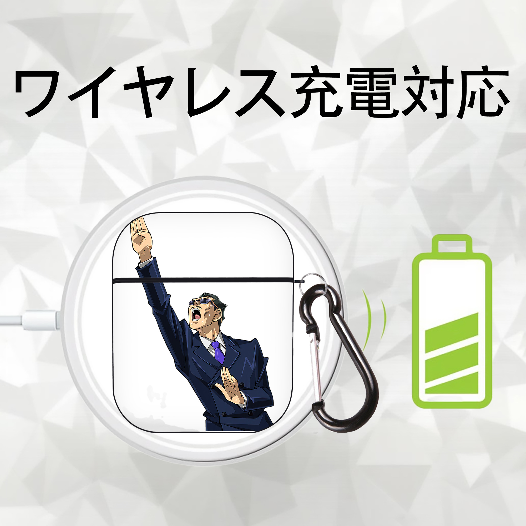 遊☆戯☆王 Yu-Gi-Oh! AirPods 第2世代保護ケース ハードシェル ブラック 耐衝撃・防指紋・カラビナ付き