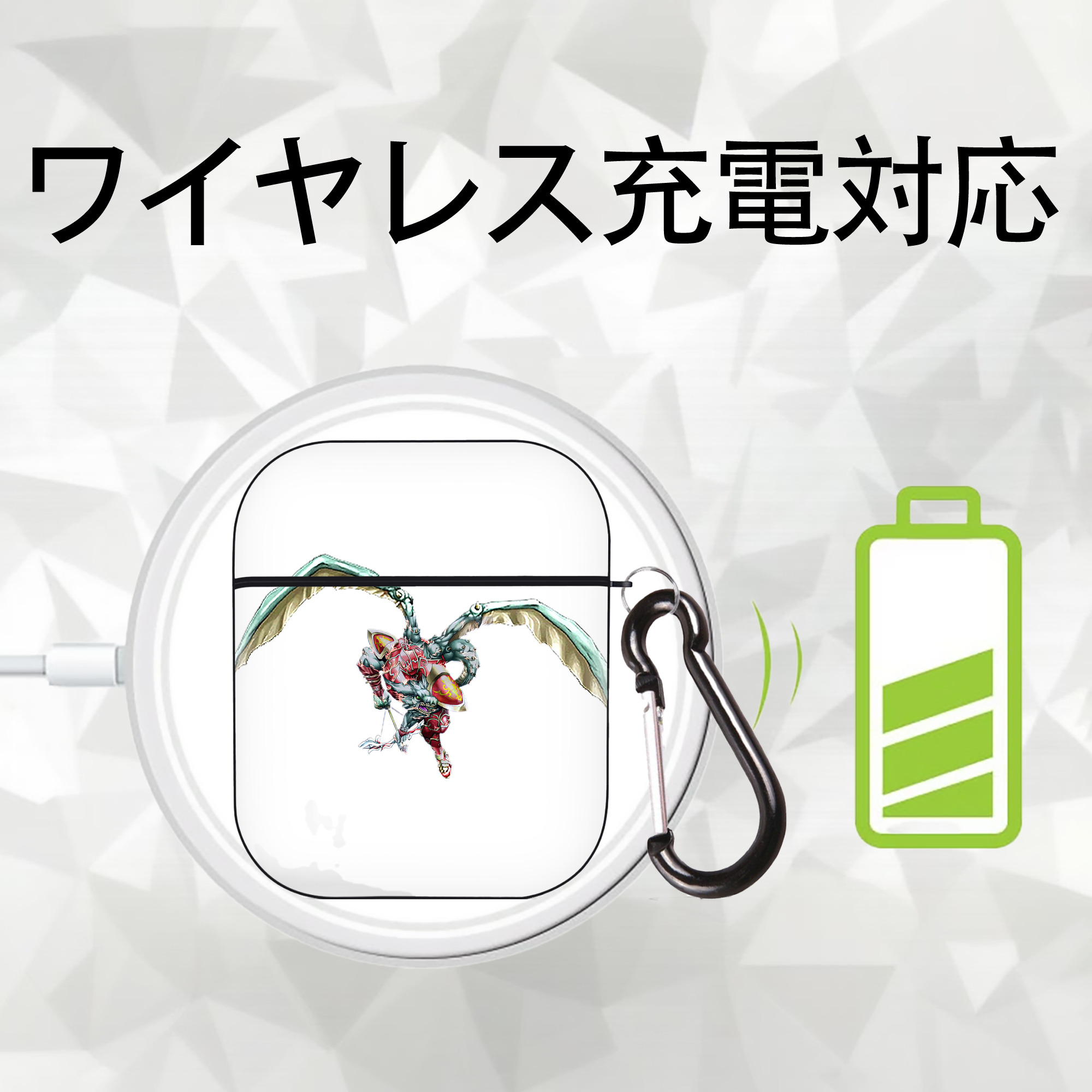 遊☆戯☆王 Yu-Gi-Oh! AirPods 第2世代保護ケース ハードシェル ブラック 耐衝撃・防指紋・カラビナ付き