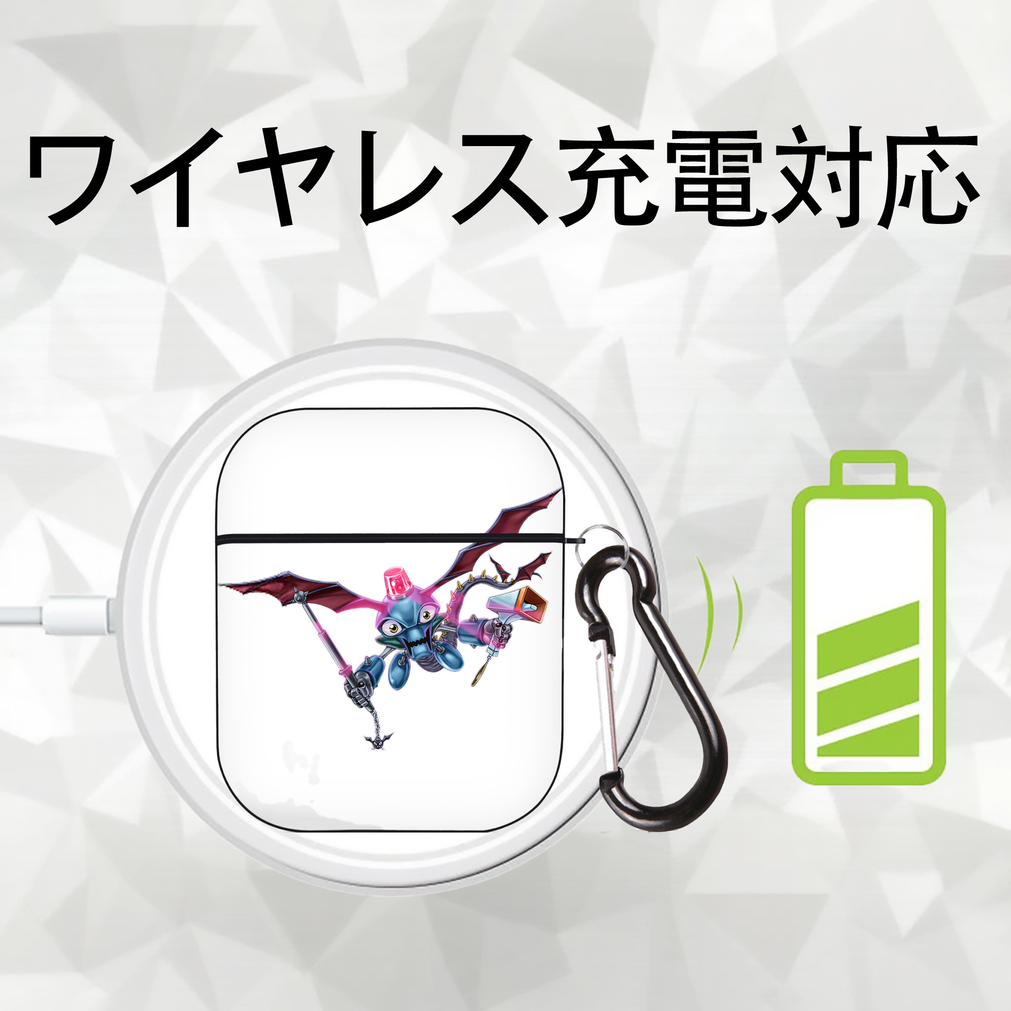 遊☆戯☆王 Yu-Gi-Oh! AirPods 第2世代保護ケース ハードシェル ブラック 耐衝撃・防指紋・カラビナ付き