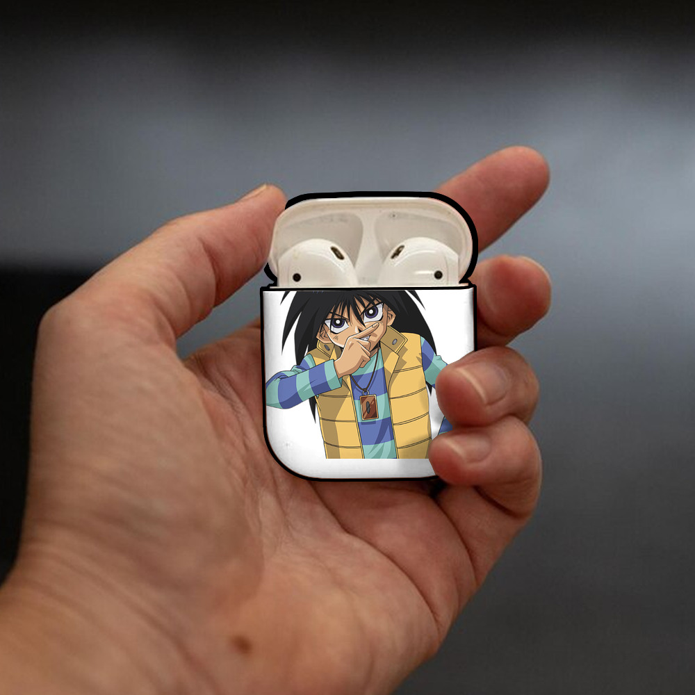 遊☆戯☆王 Yu-Gi-Oh! AirPods 第2世代保護ケース ハードシェル ブラック 耐衝撃・防指紋・カラビナ付き