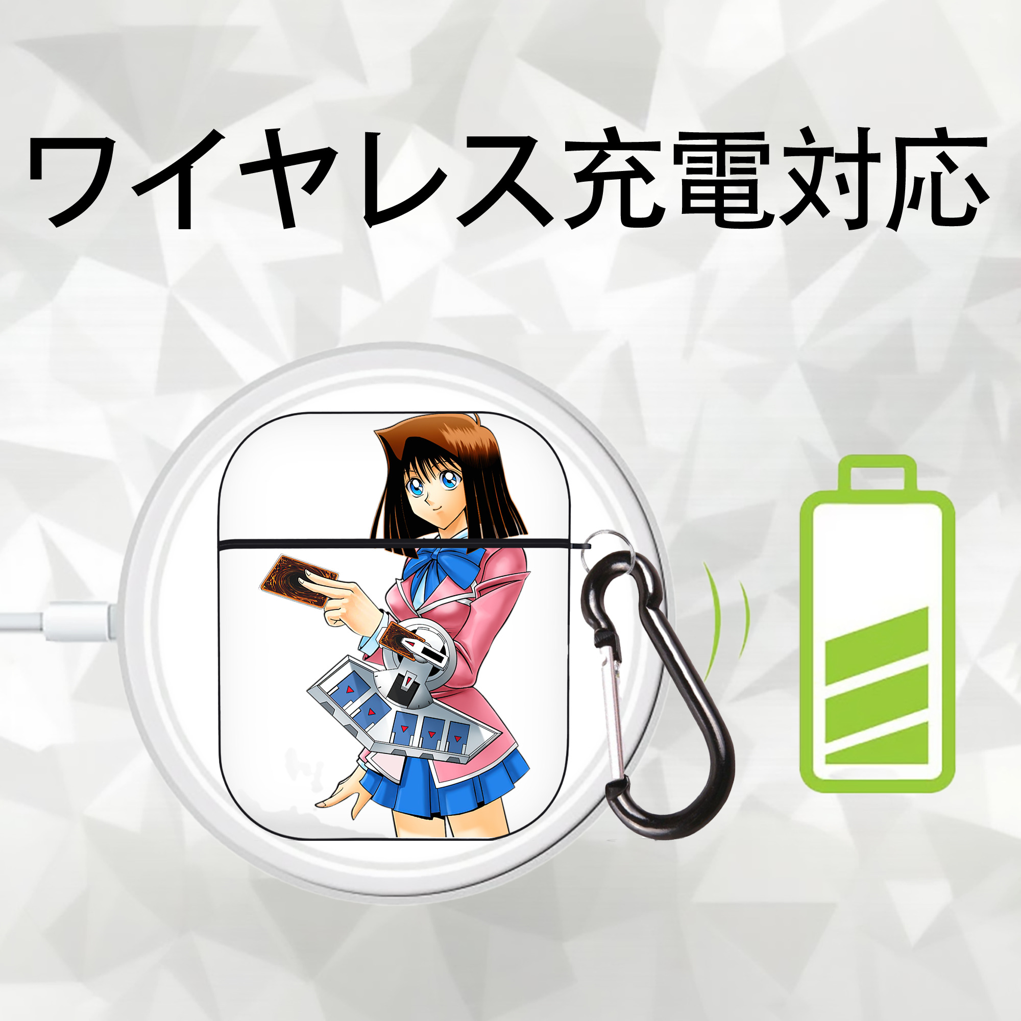 遊☆戯☆王 Yu-Gi-Oh! AirPods 第2世代保護ケース ハードシェル ブラック 耐衝撃・防指紋・カラビナ付き