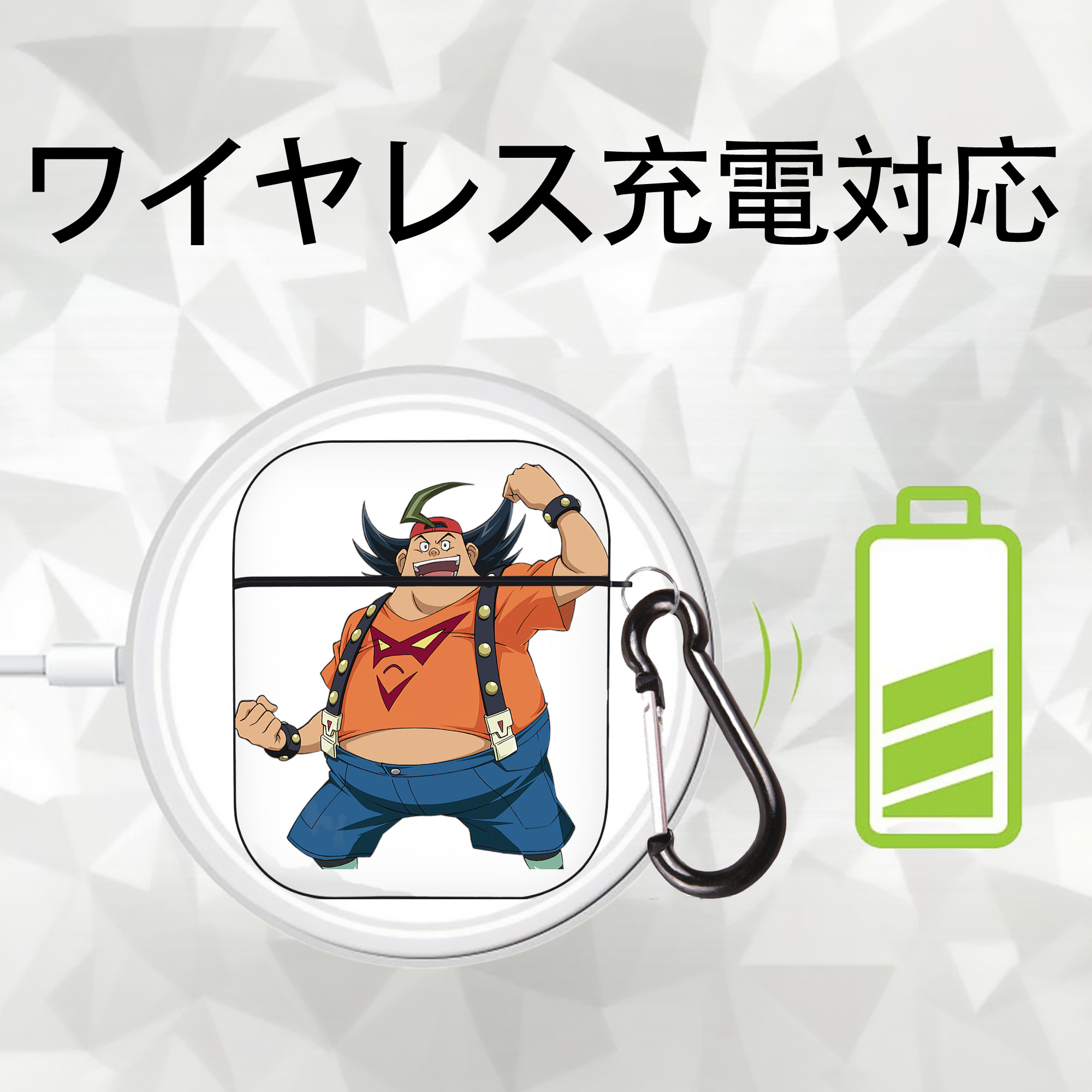 遊☆戯☆王 Yu-Gi-Oh! AirPods 第2世代保護ケース ハードシェル ブラック 耐衝撃・防指紋・カラビナ付き
