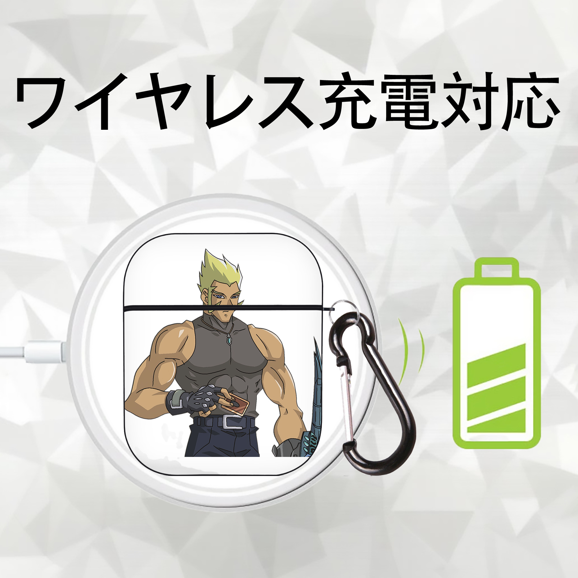 遊☆戯☆王 Yu-Gi-Oh! AirPods 第2世代保護ケース ハードシェル ブラック 耐衝撃・防指紋・カラビナ付き