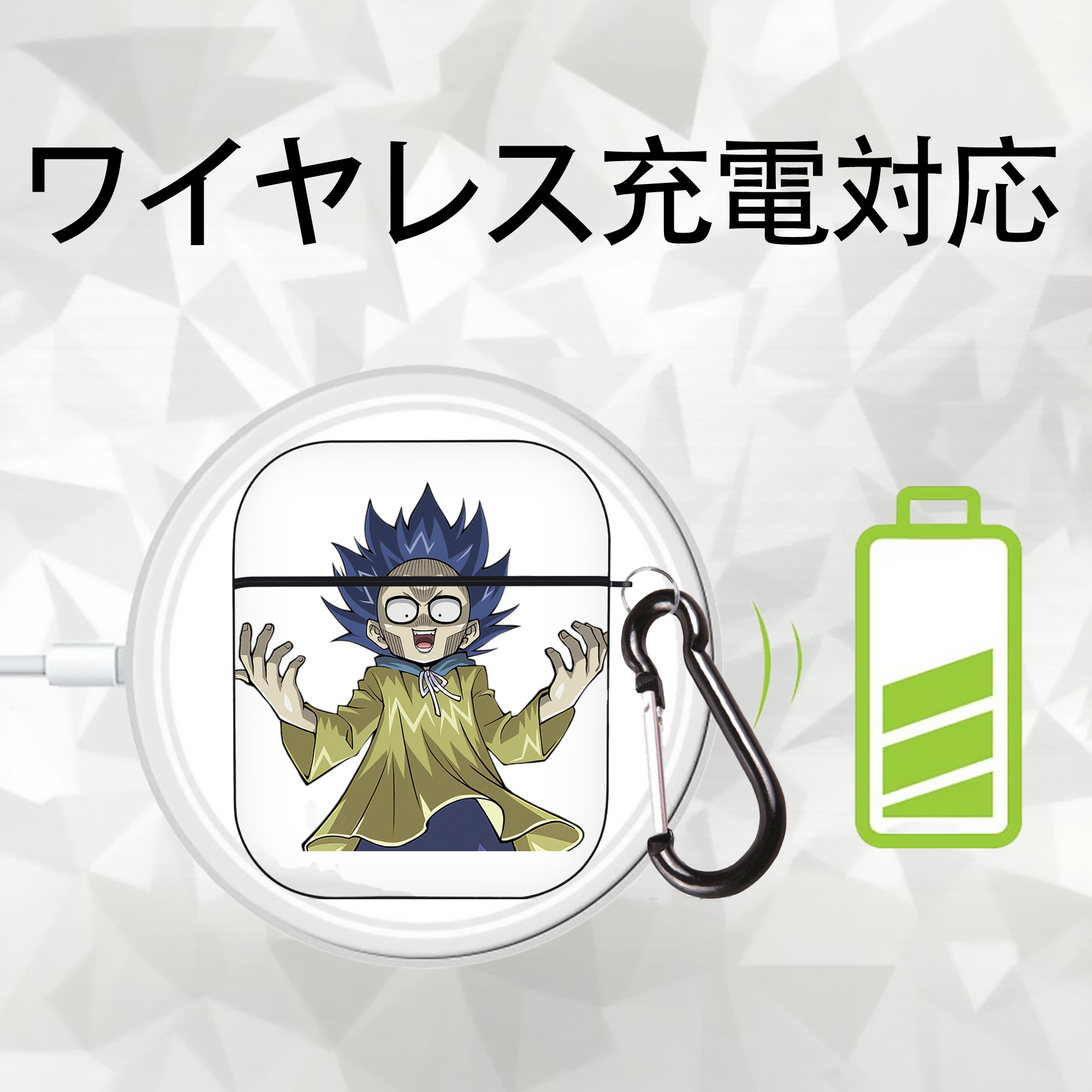 遊☆戯☆王 Yu-Gi-Oh! AirPods 第2世代保護ケース ハードシェル ブラック 耐衝撃・防指紋・カラビナ付き
