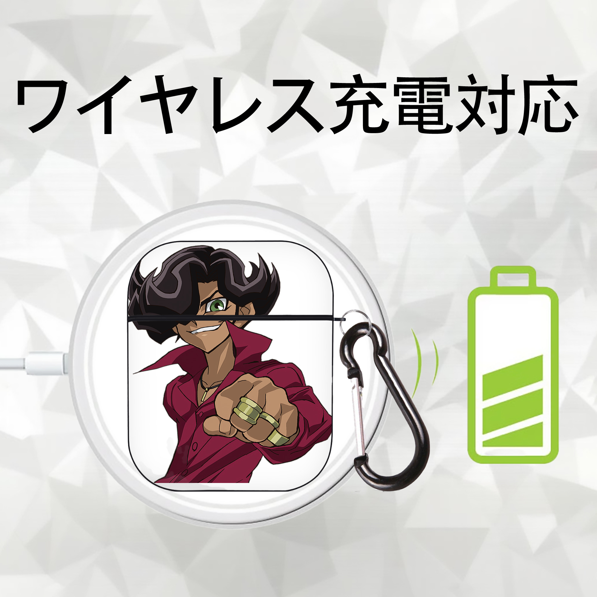 遊☆戯☆王 Yu-Gi-Oh! AirPods 第2世代保護ケース ハードシェル ブラック 耐衝撃・防指紋・カラビナ付き