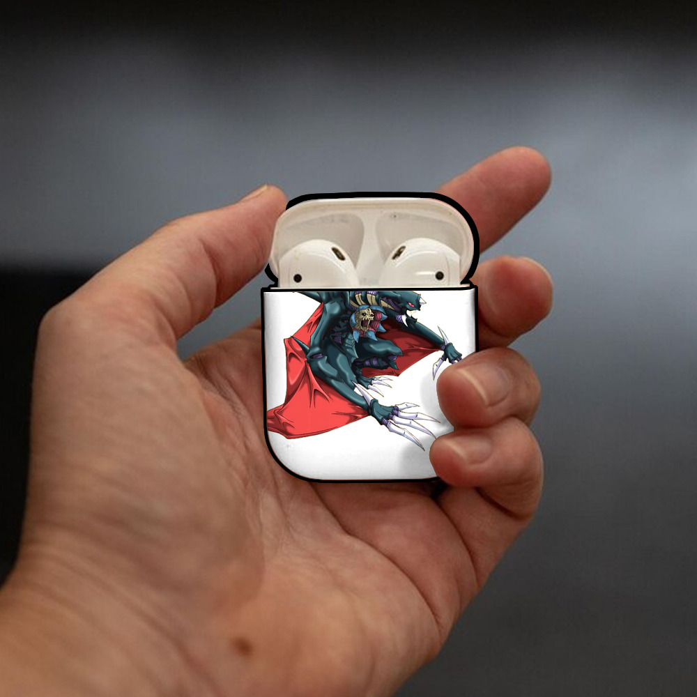 遊☆戯☆王 Yu-Gi-Oh! AirPods 第2世代保護ケース ハードシェル ブラック 耐衝撃・防指紋・カラビナ付き