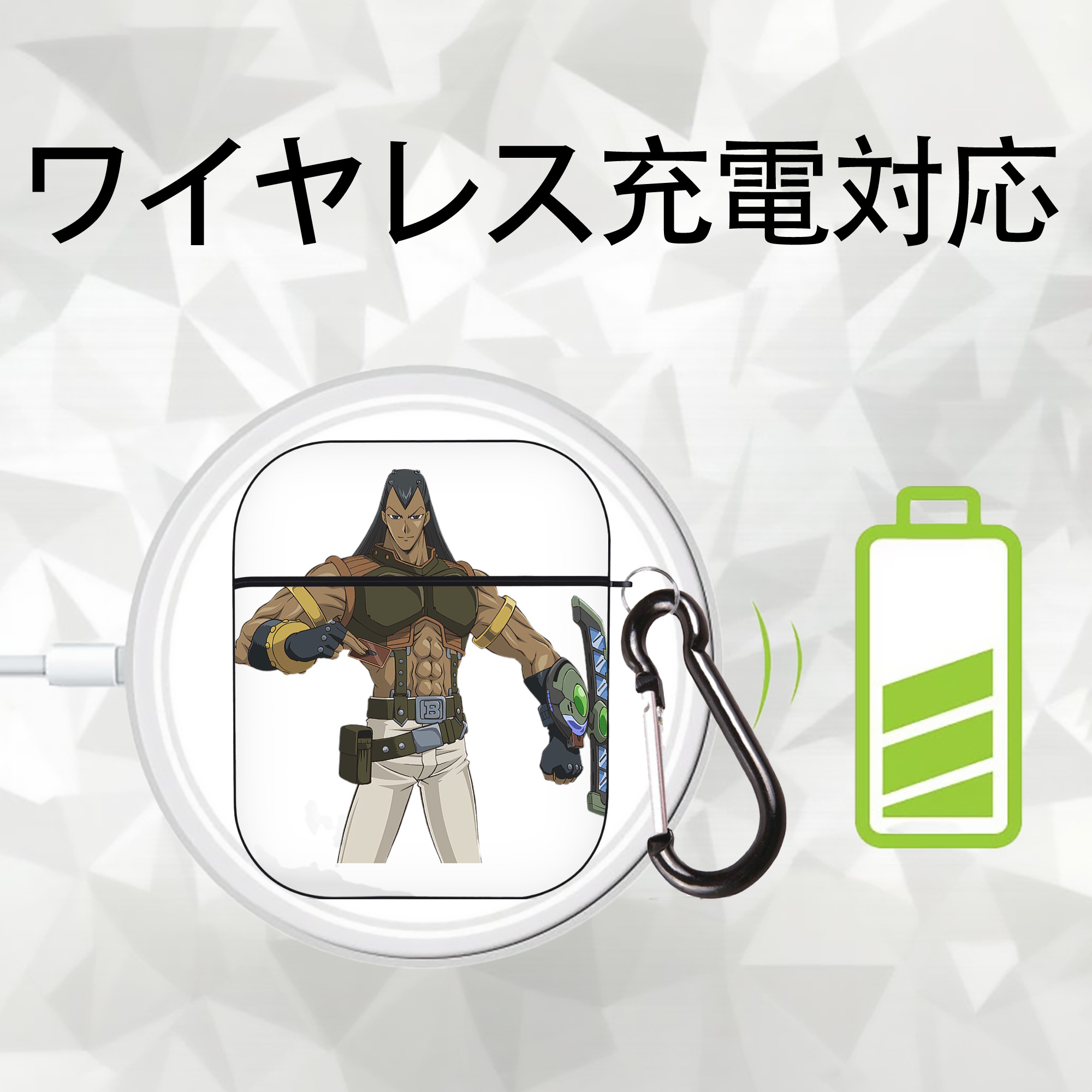 遊☆戯☆王 Yu-Gi-Oh! AirPods 第2世代保護ケース ハードシェル ブラック 耐衝撃・防指紋・カラビナ付き