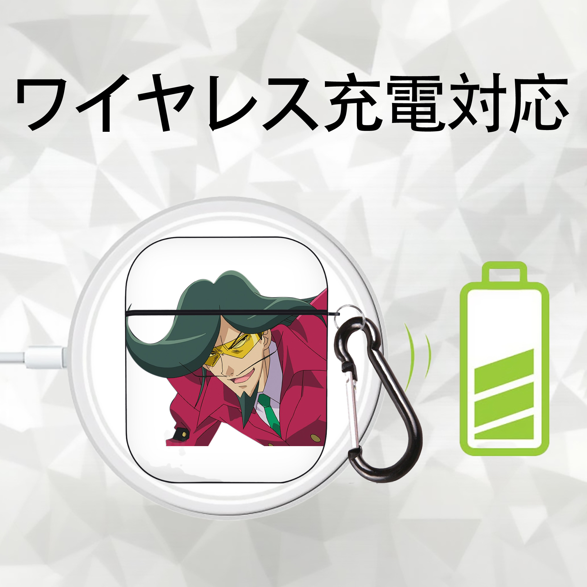 遊☆戯☆王 Yu-Gi-Oh! AirPods 第2世代保護ケース ハードシェル ブラック 耐衝撃・防指紋・カラビナ付き