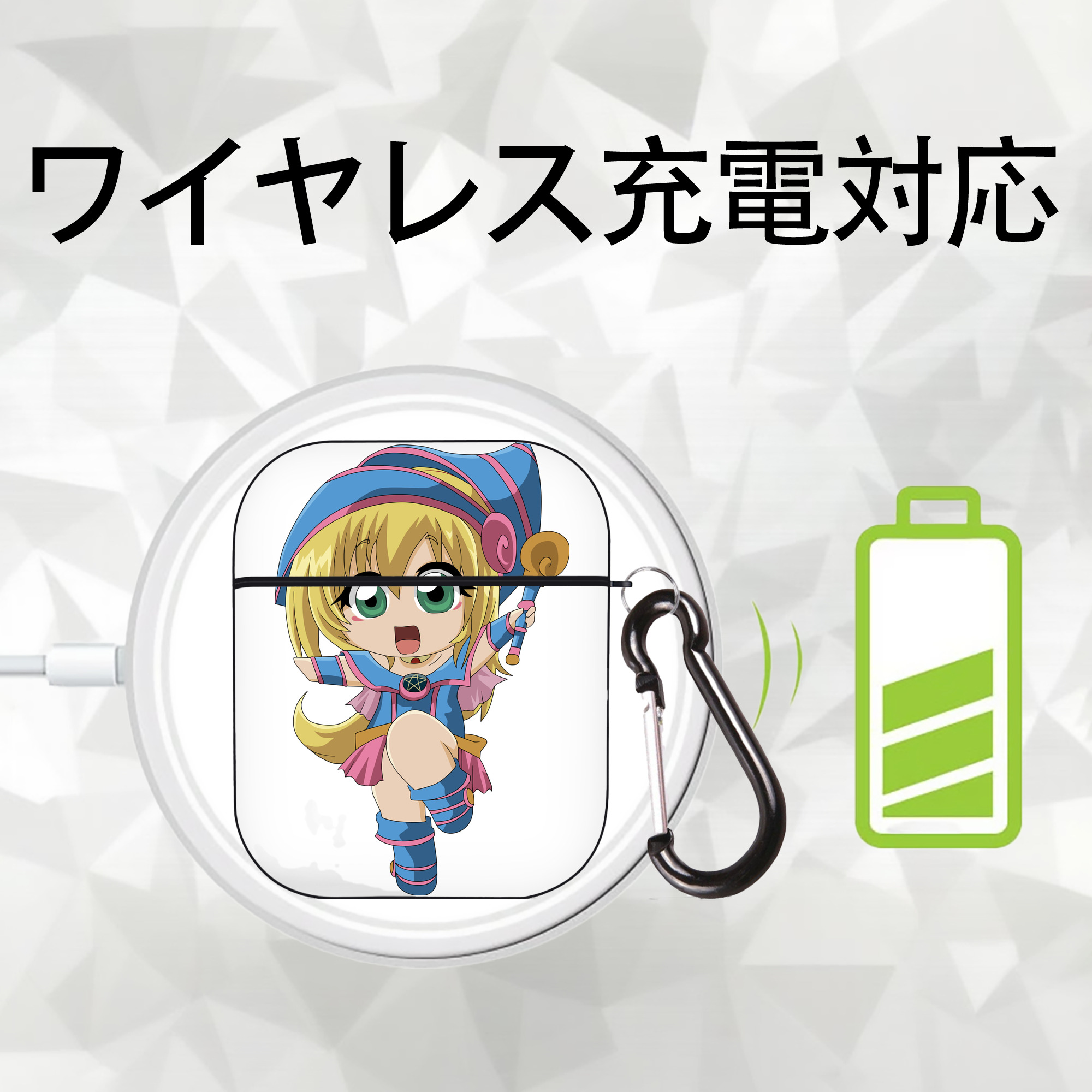 遊☆戯☆王 Yu-Gi-Oh! AirPods 第2世代保護ケース ハードシェル ブラック 耐衝撃・防指紋・カラビナ付き