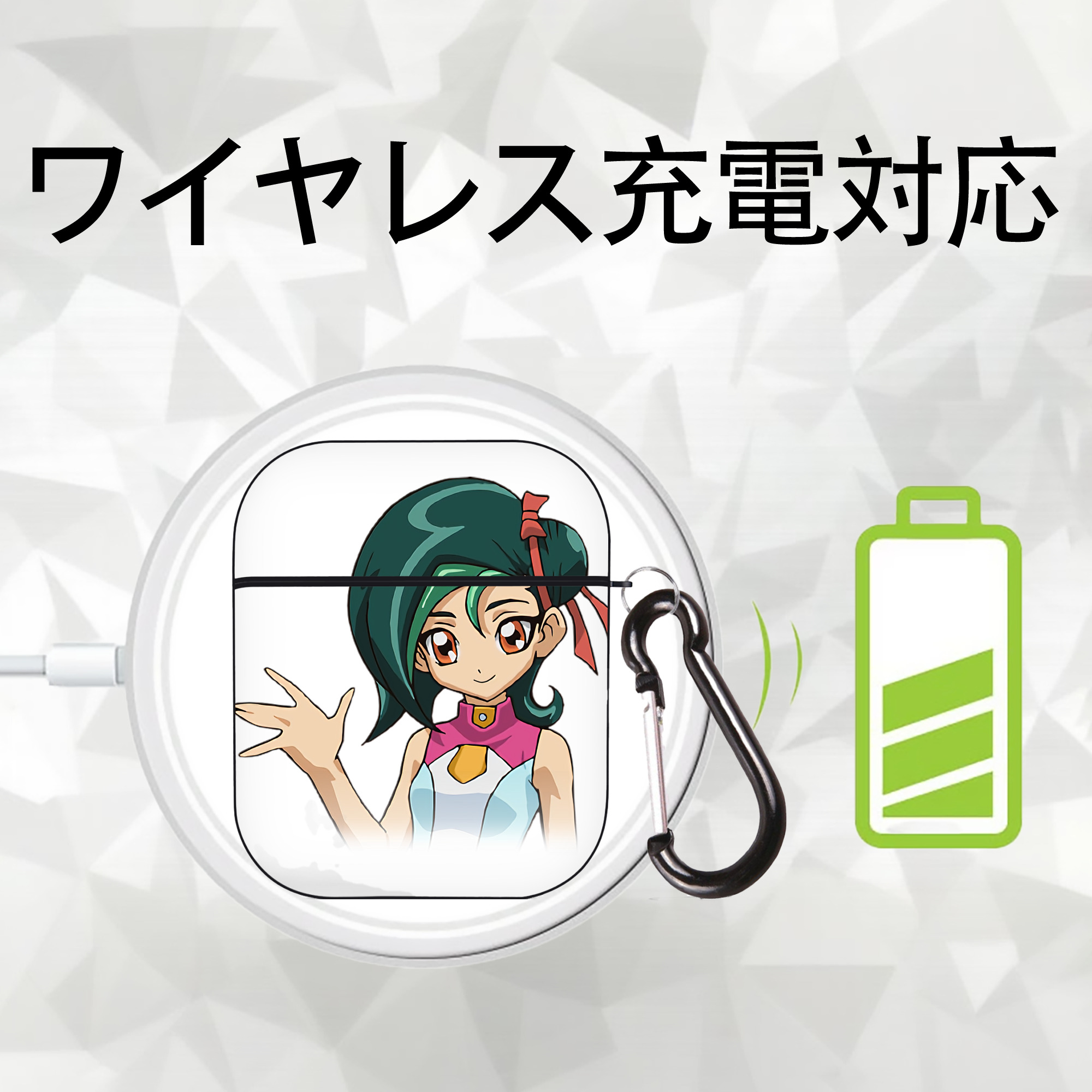遊☆戯☆王 Yu-Gi-Oh! AirPods 第2世代保護ケース ハードシェル ブラック 耐衝撃・防指紋・カラビナ付き