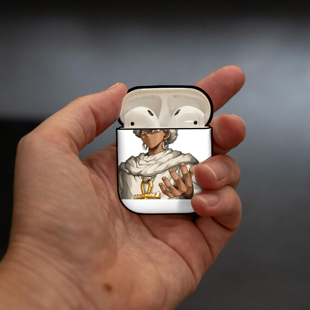 遊☆戯☆王 Yu-Gi-Oh! AirPods 第2世代保護ケース ハードシェル ブラック 耐衝撃・防指紋・カラビナ付き
