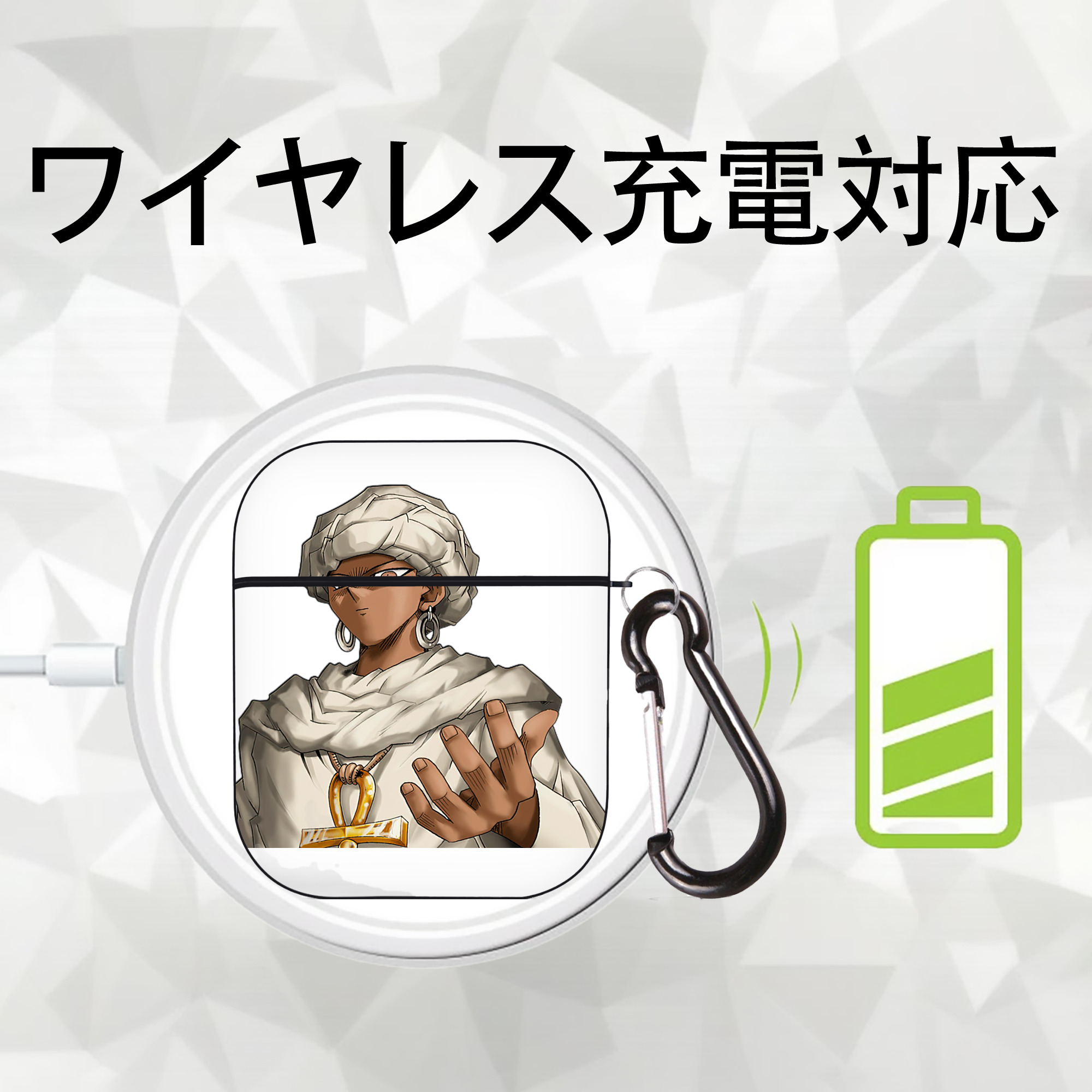 遊☆戯☆王 Yu-Gi-Oh! AirPods 第2世代保護ケース ハードシェル ブラック 耐衝撃・防指紋・カラビナ付き