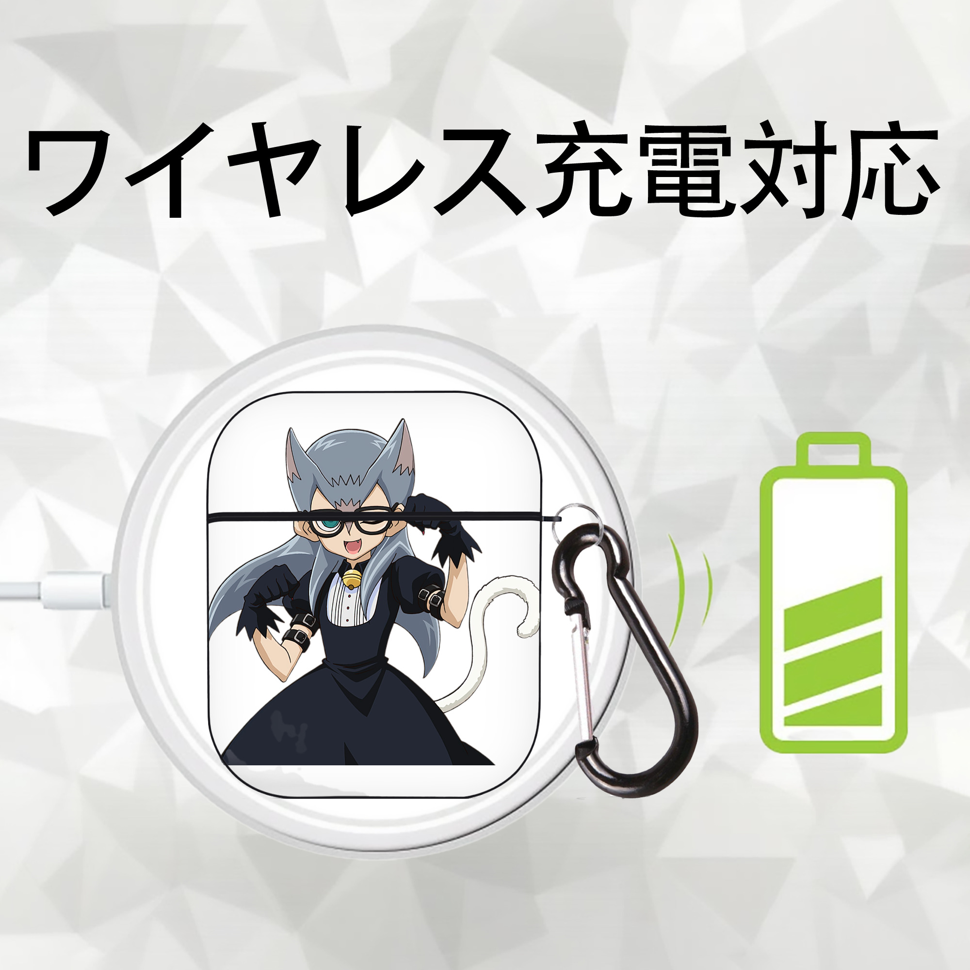 遊☆戯☆王 Yu-Gi-Oh! AirPods 第2世代保護ケース ハードシェル ブラック 耐衝撃・防指紋・カラビナ付き