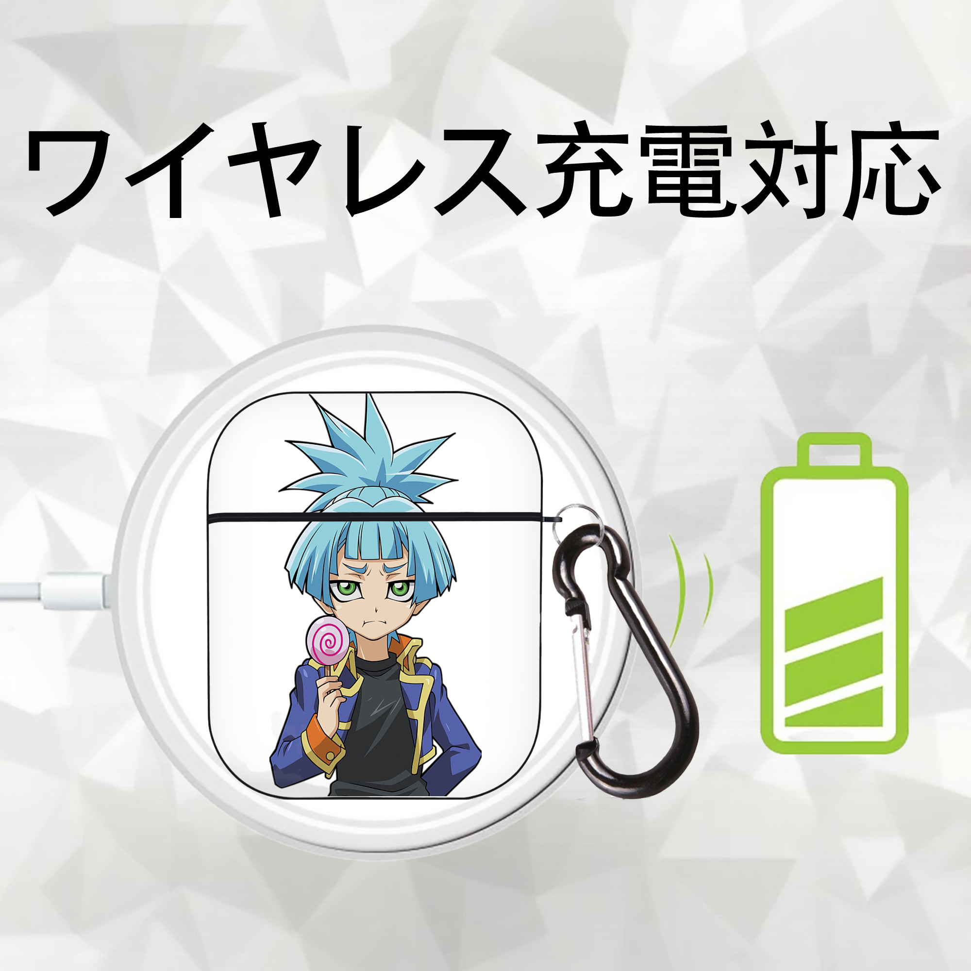 遊☆戯☆王 Yu-Gi-Oh! AirPods 第2世代保護ケース ハードシェル ブラック 耐衝撃・防指紋・カラビナ付き