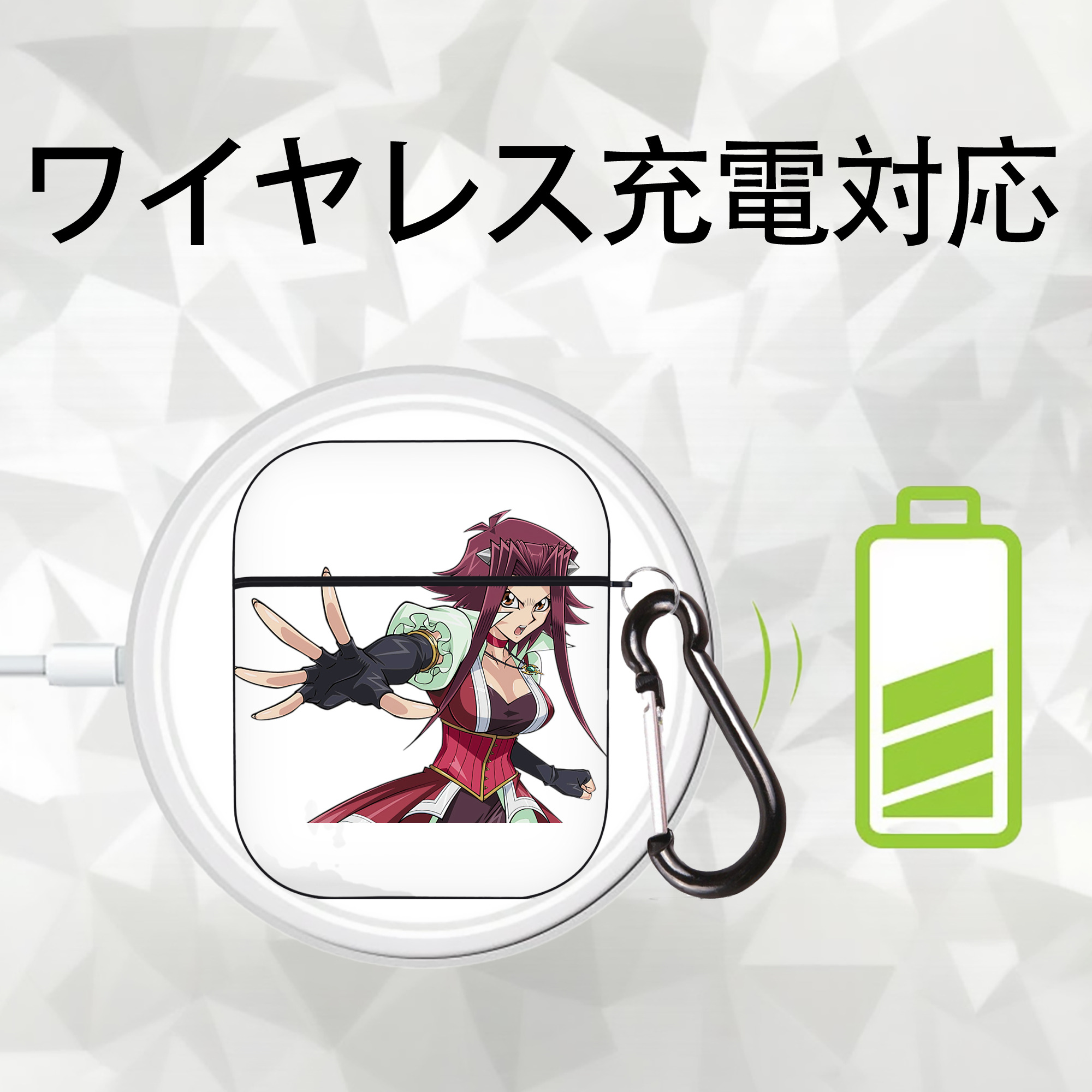 遊☆戯☆王 Yu-Gi-Oh! AirPods 第2世代保護ケース ハードシェル ブラック 耐衝撃・防指紋・カラビナ付き