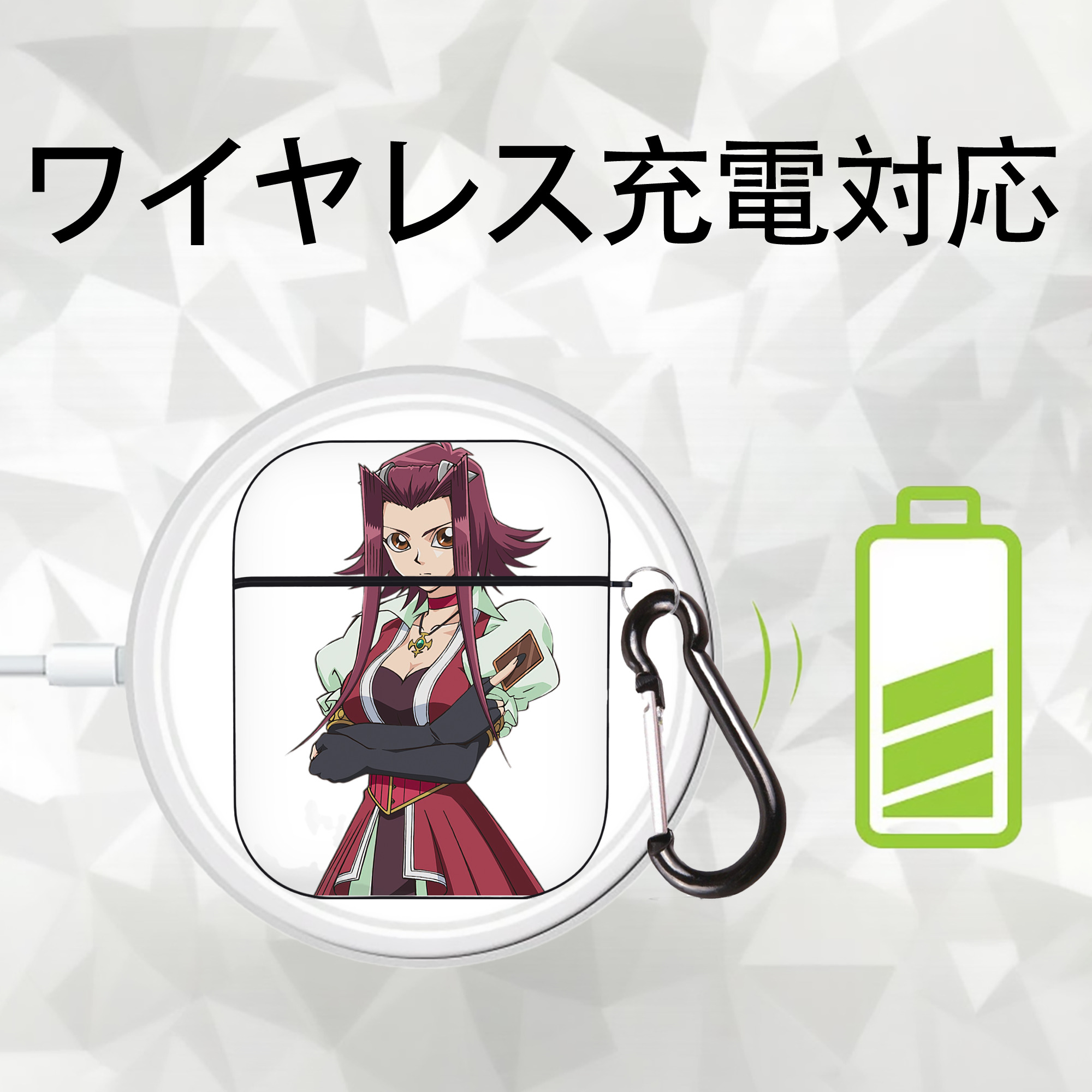 遊☆戯☆王 Yu-Gi-Oh! AirPods 第2世代保護ケース ハードシェル ブラック 耐衝撃・防指紋・カラビナ付き
