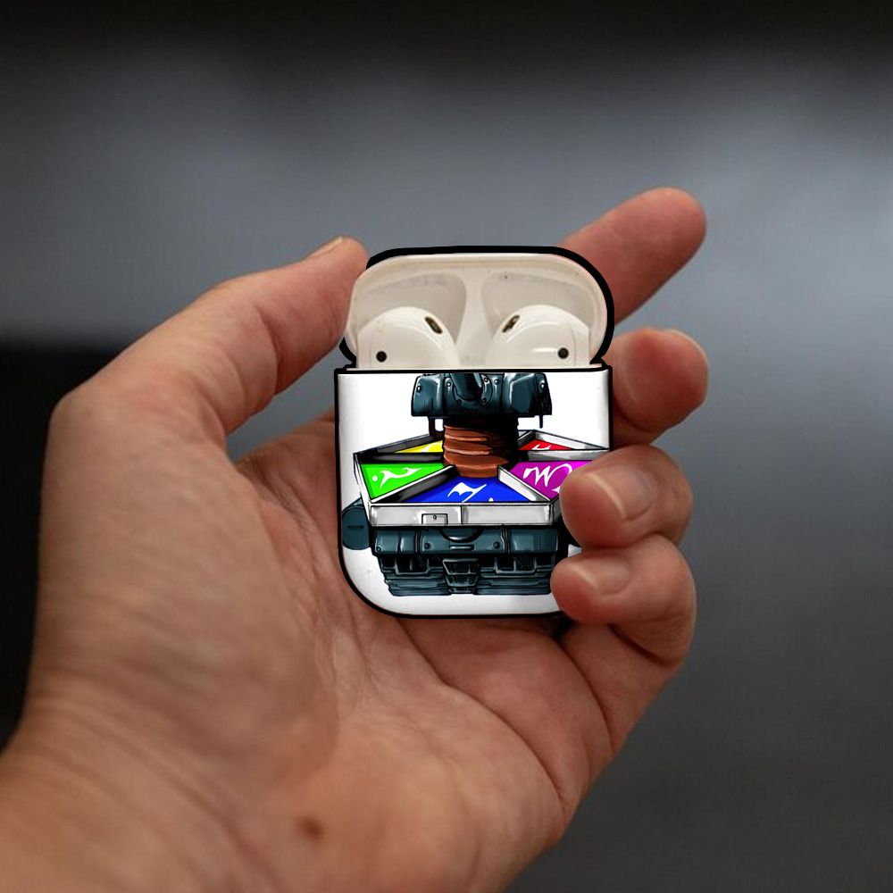 遊☆戯☆王 Yu-Gi-Oh! AirPods 第2世代保護ケース ハードシェル ブラック 耐衝撃・防指紋・カラビナ付き