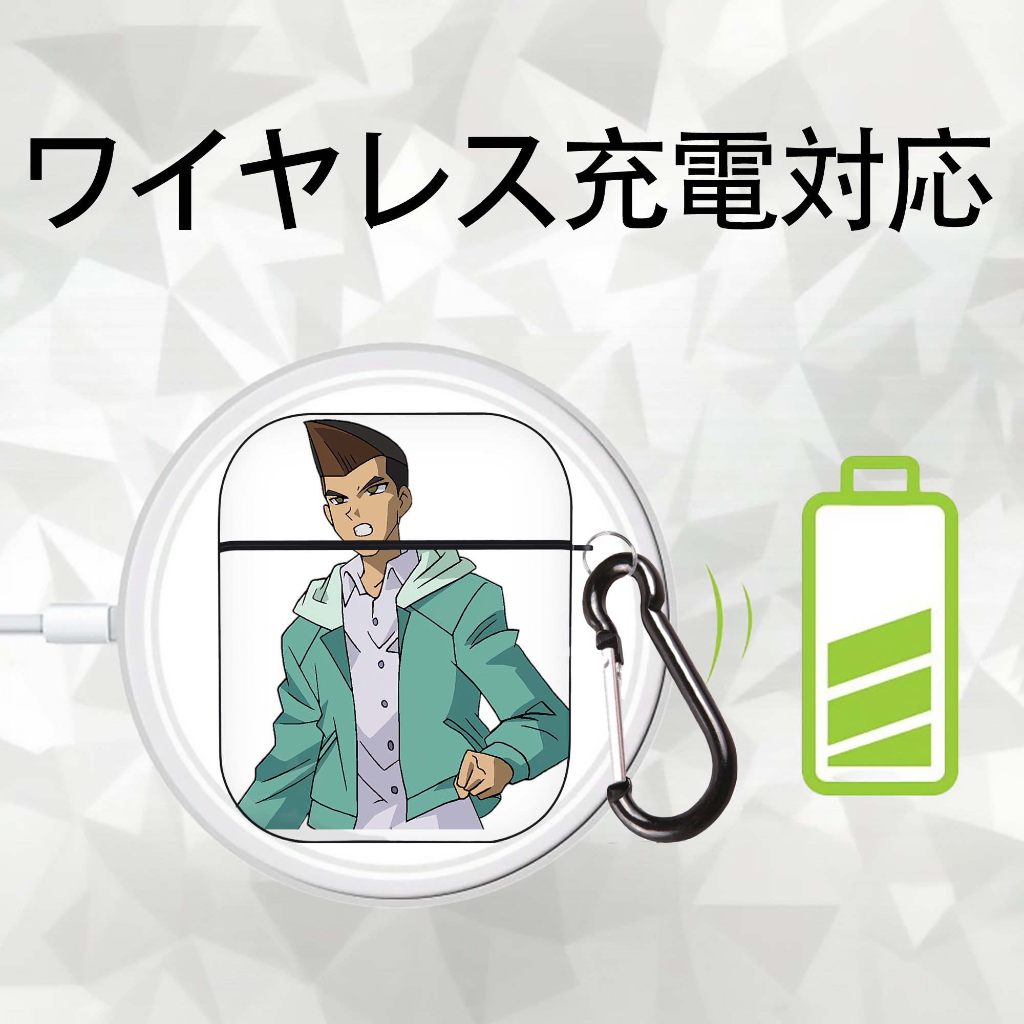 遊☆戯☆王 Yu-Gi-Oh! AirPods 第2世代保護ケース ハードシェル ブラック 耐衝撃・防指紋・カラビナ付き