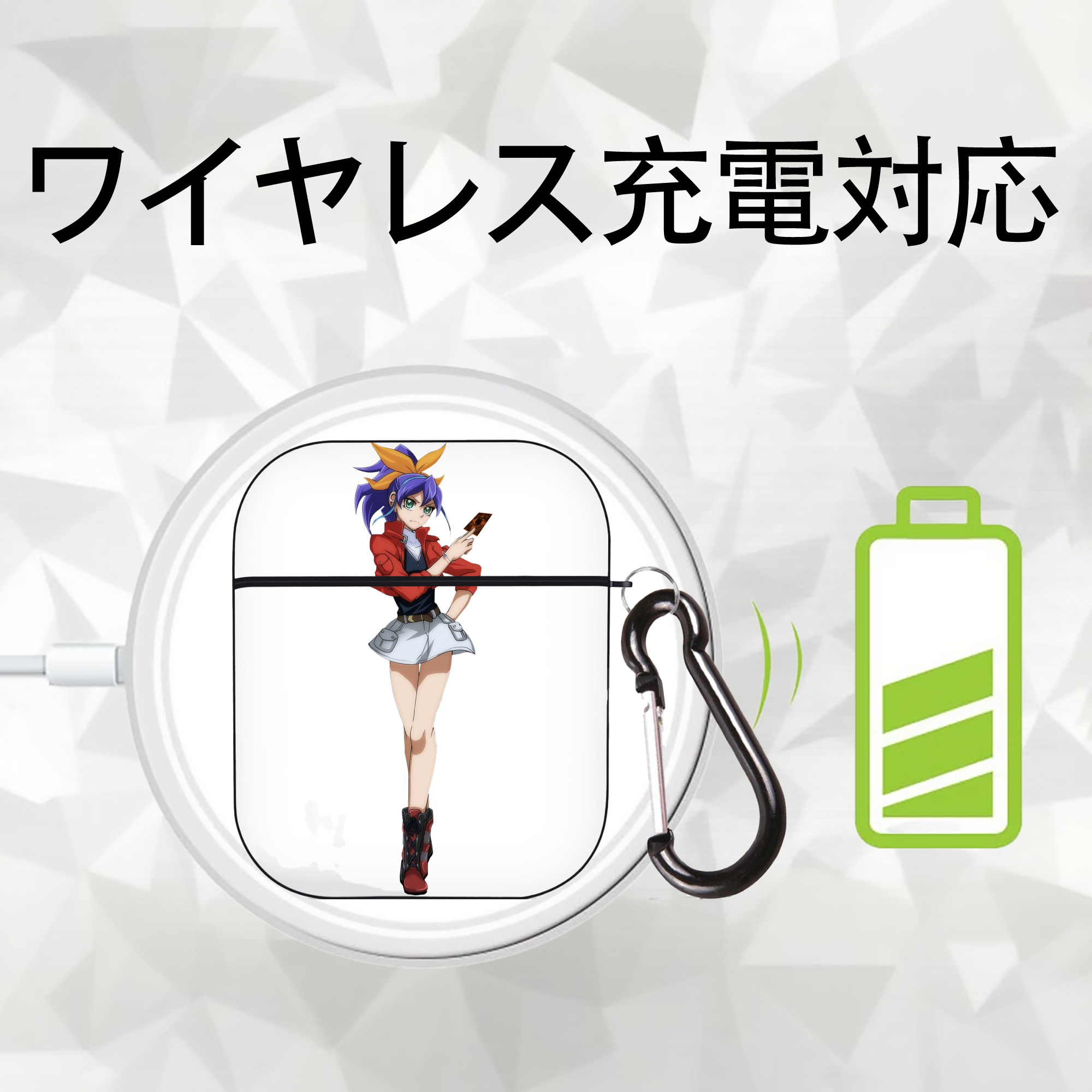 遊☆戯☆王 Yu-Gi-Oh! AirPods 第2世代保護ケース ハードシェル ブラック 耐衝撃・防指紋・カラビナ付き