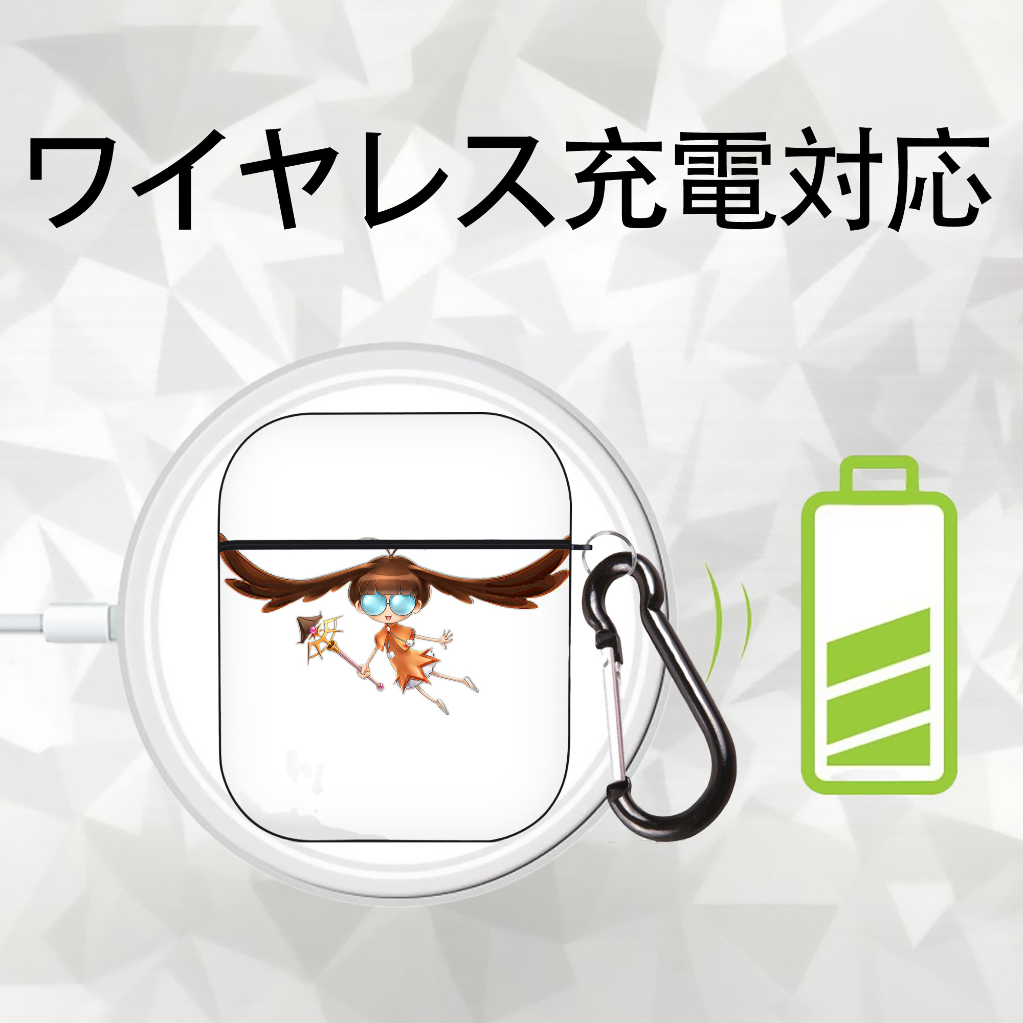 遊☆戯☆王 Yu-Gi-Oh! AirPods 第2世代保護ケース ハードシェル ブラック 耐衝撃・防指紋・カラビナ付き