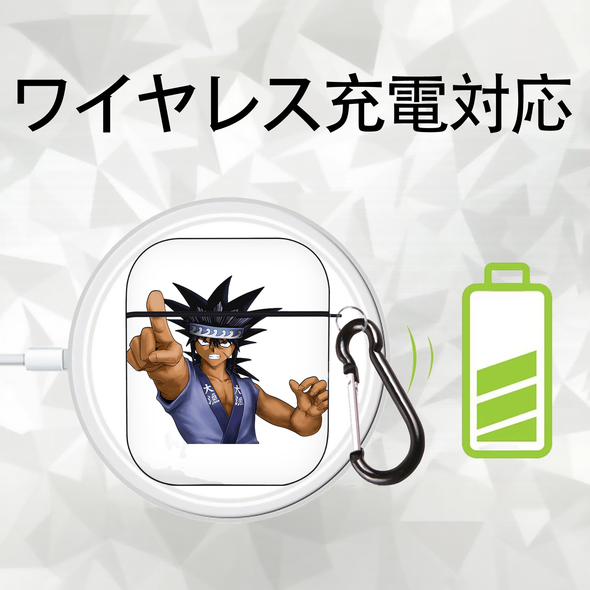 遊☆戯☆王 Yu-Gi-Oh! AirPods 第2世代保護ケース ハードシェル ブラック 耐衝撃・防指紋・カラビナ付き