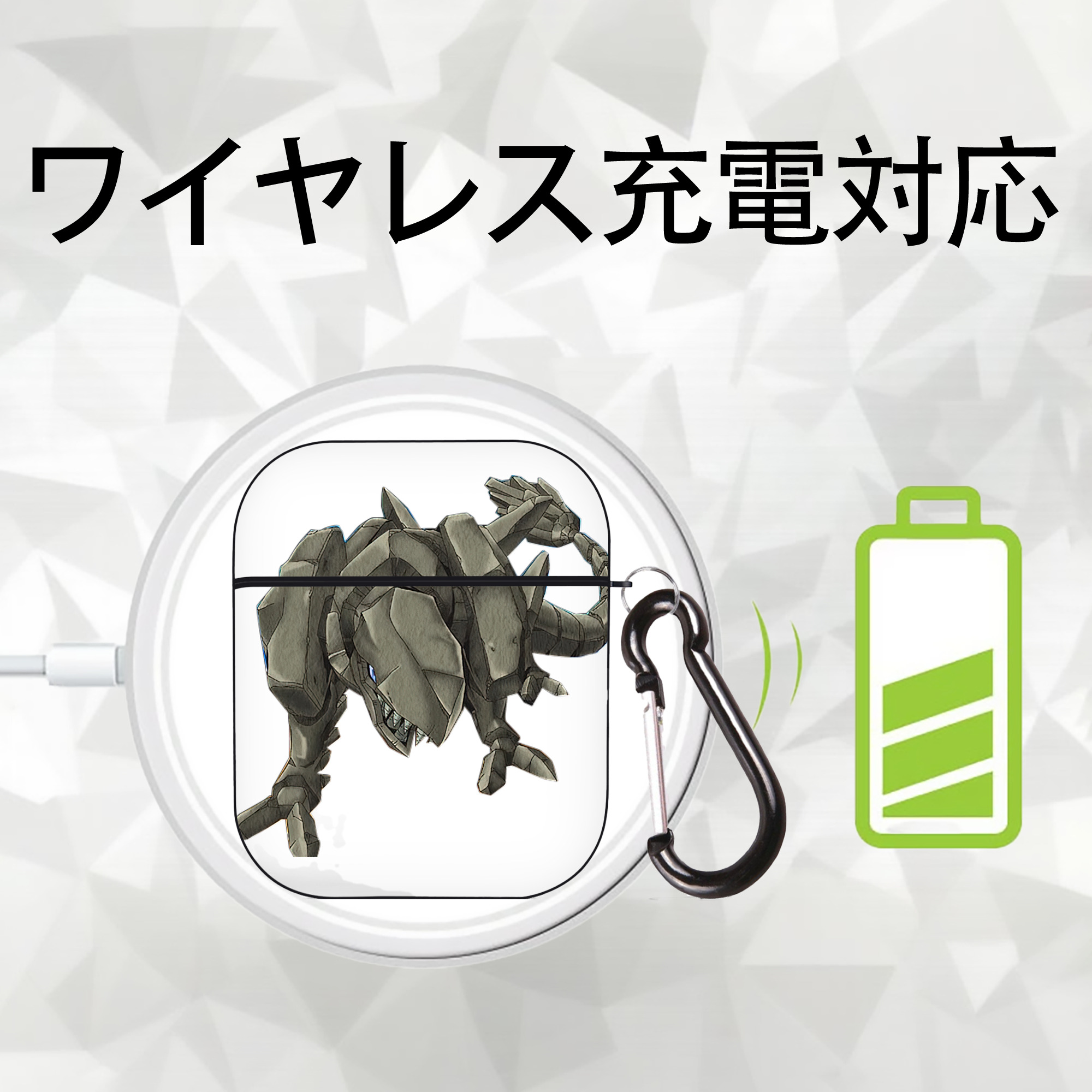 遊☆戯☆王 Yu-Gi-Oh! AirPods 第2世代保護ケース ハードシェル ブラック 耐衝撃・防指紋・カラビナ付き