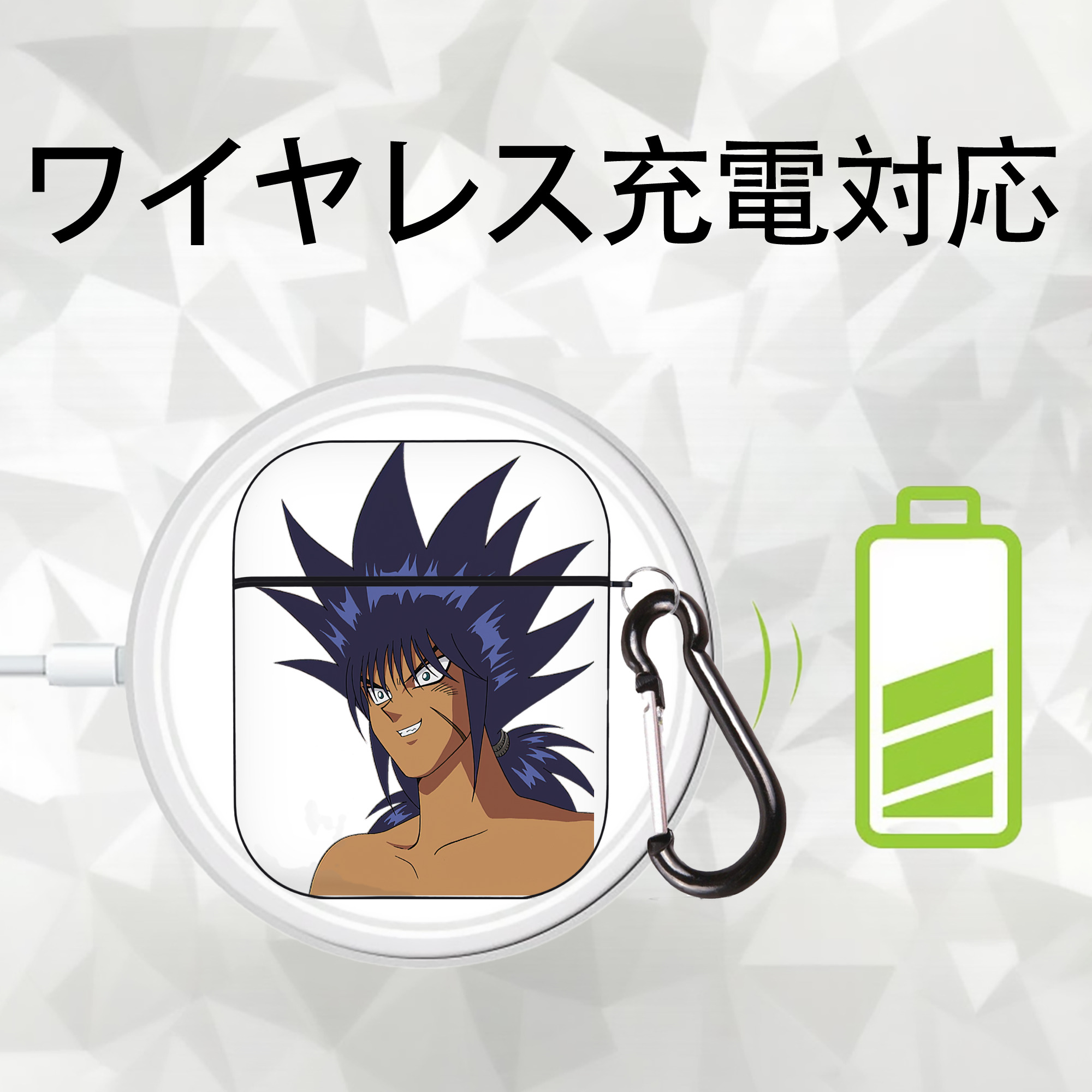 遊☆戯☆王 Yu-Gi-Oh! AirPods 第2世代保護ケース ハードシェル ブラック 耐衝撃・防指紋・カラビナ付き