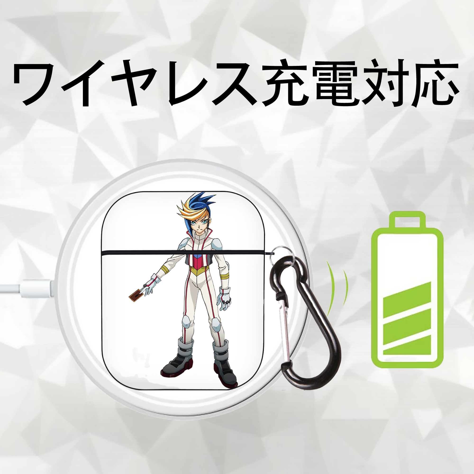 遊☆戯☆王 Yu-Gi-Oh! AirPods 第2世代保護ケース ハードシェル ブラック 耐衝撃・防指紋・カラビナ付き