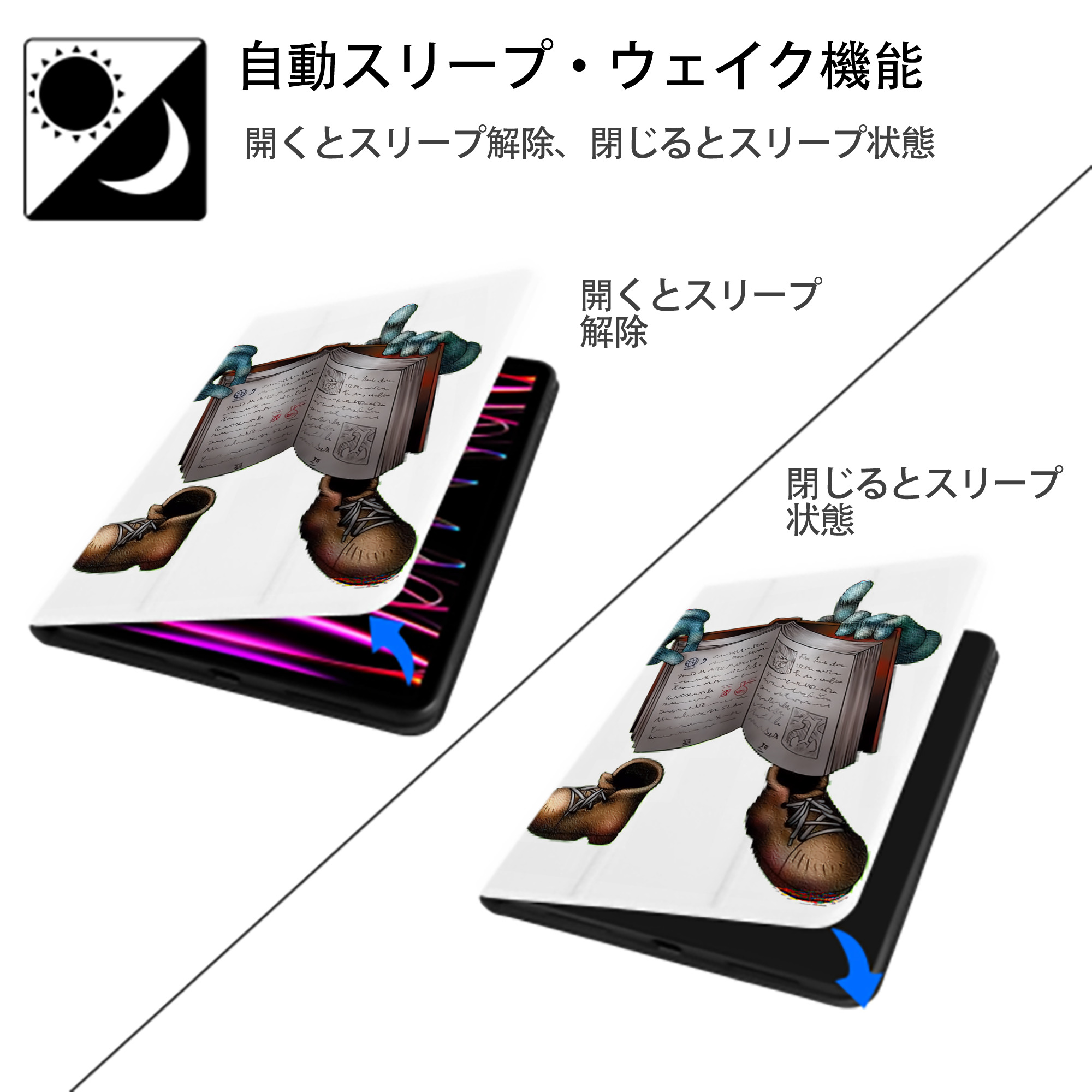 遊☆戯☆王 Yu-Gi-Oh! IPad ケース ペン収納付き 三つ折りスタンド PUレザー×シリコン 対応機種9.5/10.5/10.9インチ