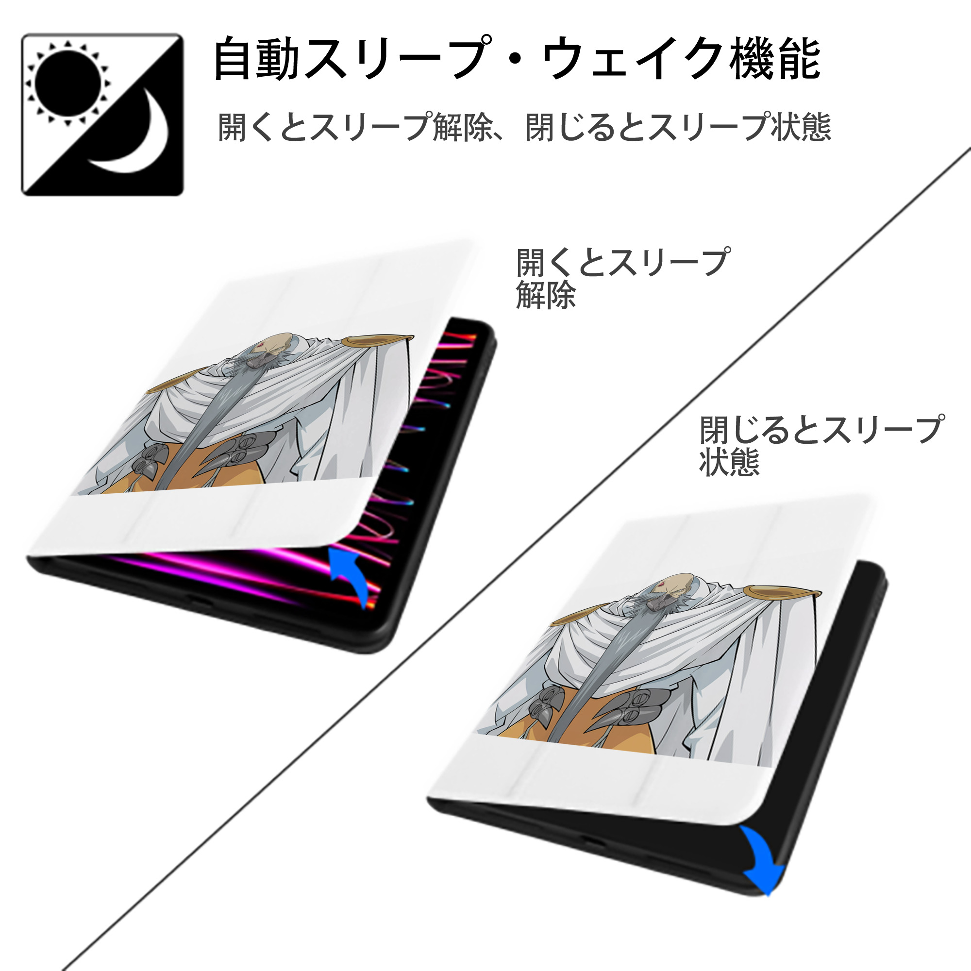 遊☆戯☆王 Yu-Gi-Oh! IPad ケース ペン収納付き 三つ折りスタンド PUレザー×シリコン 対応機種9.5/10.5/10.9インチ