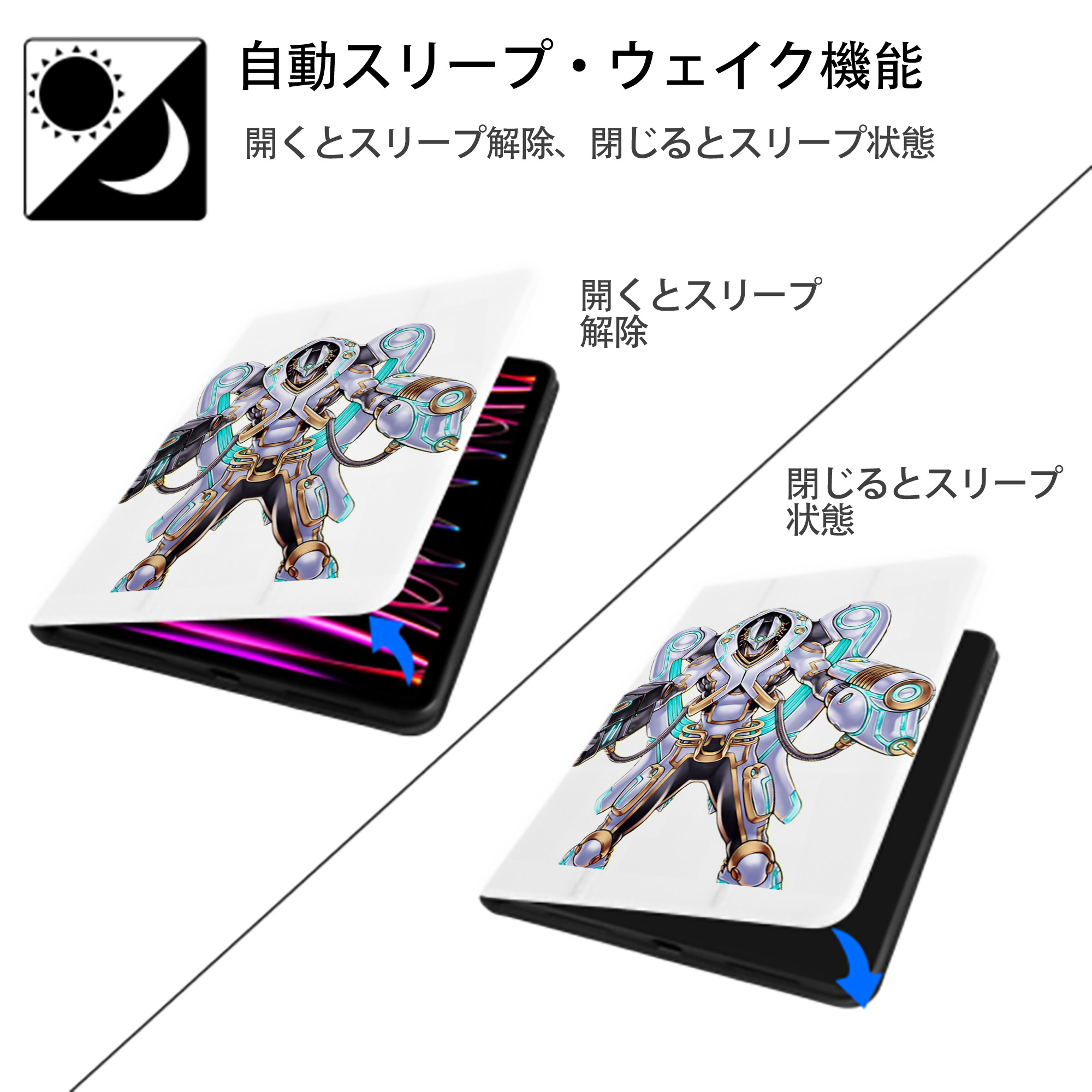 遊☆戯☆王 Yu-Gi-Oh! IPad ケース ペン収納付き 三つ折りスタンド PUレザー×シリコン 対応機種9.5/10.5/10.9インチ
