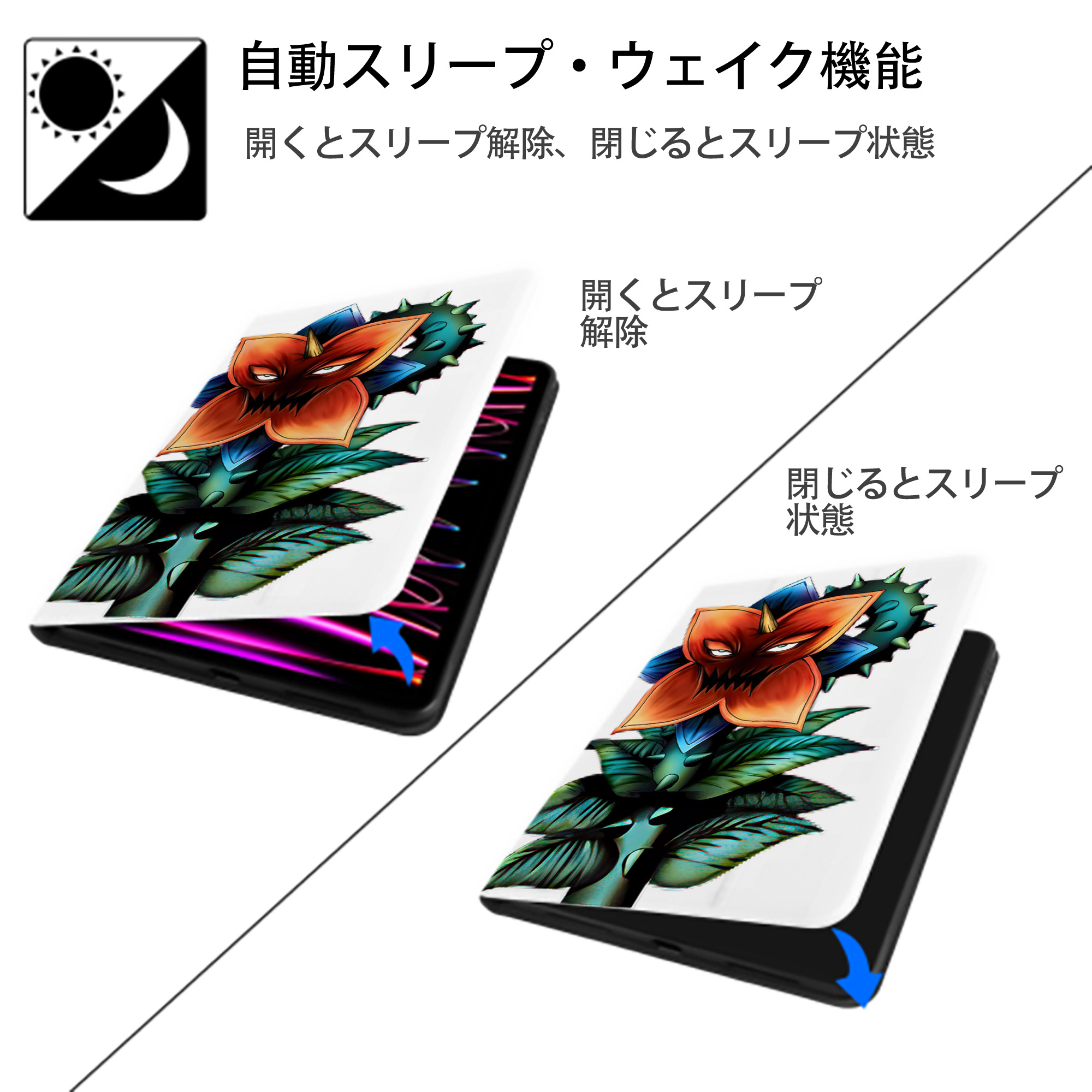 遊☆戯☆王 Yu-Gi-Oh! IPad ケース ペン収納付き 三つ折りスタンド PUレザー×シリコン 対応機種9.5/10.5/10.9インチ