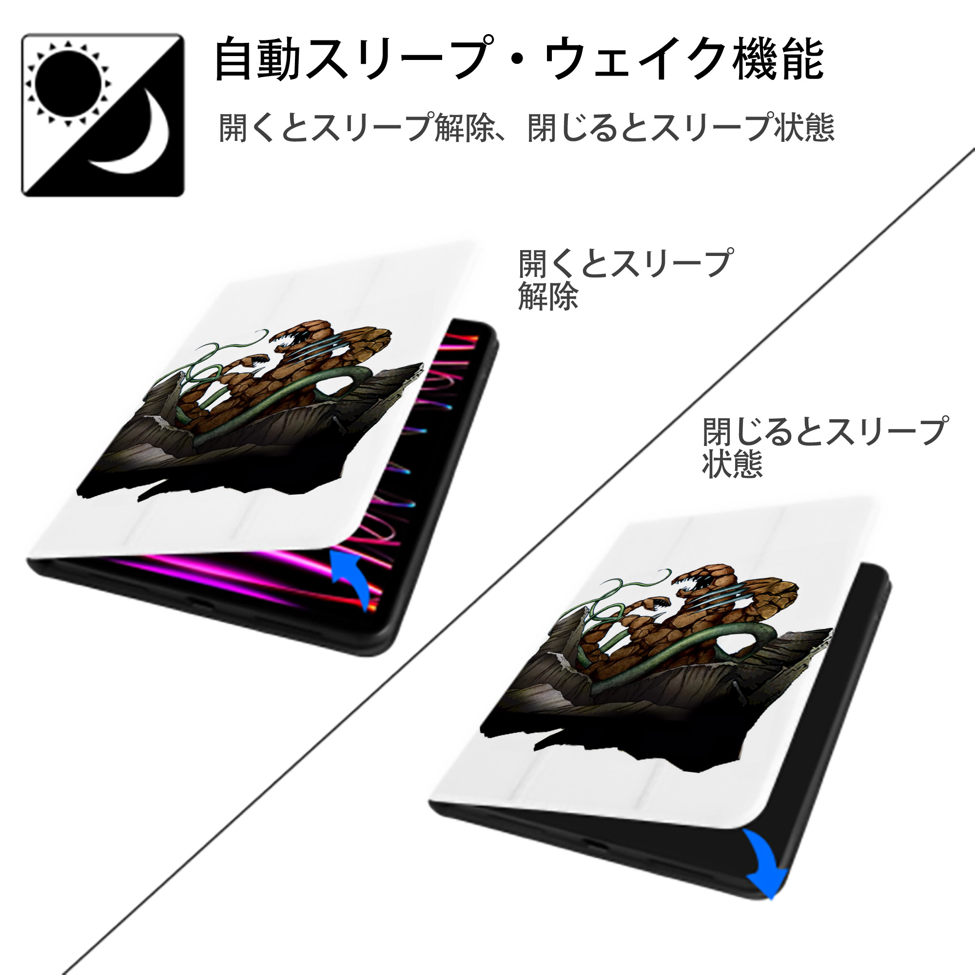 遊☆戯☆王 Yu-Gi-Oh! IPad ケース ペン収納付き 三つ折りスタンド PUレザー×シリコン 対応機種9.5/10.5/10.9インチ