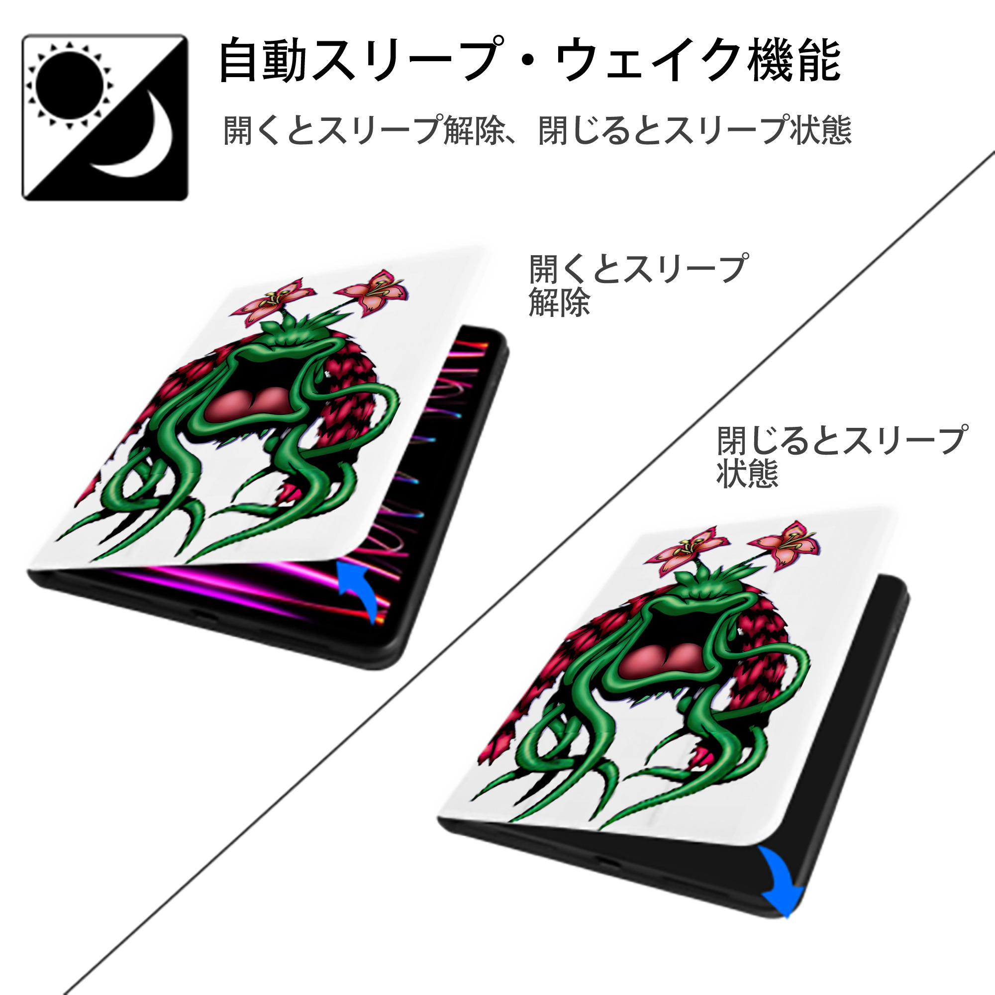 遊☆戯☆王 Yu-Gi-Oh! IPad ケース ペン収納付き 三つ折りスタンド PUレザー×シリコン 対応機種9.5/10.5/10.9インチ