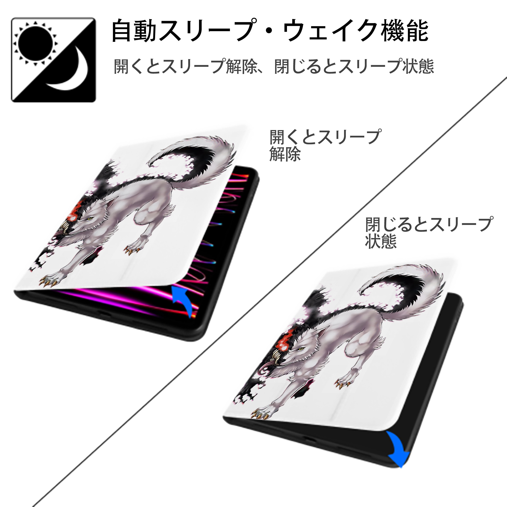 遊☆戯☆王 Yu-Gi-Oh! IPad ケース ペン収納付き 三つ折りスタンド PUレザー×シリコン 対応機種9.5/10.5/10.9インチ