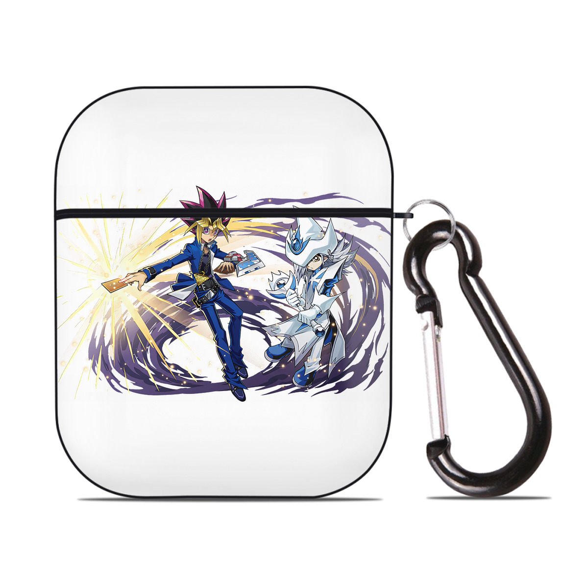 （画像用） 遊☆戯☆王 Yu-Gi-Oh! AirPods 第2世代保護ケース ハードシェル ブラック 耐衝撃・防指紋・カラビナ付き