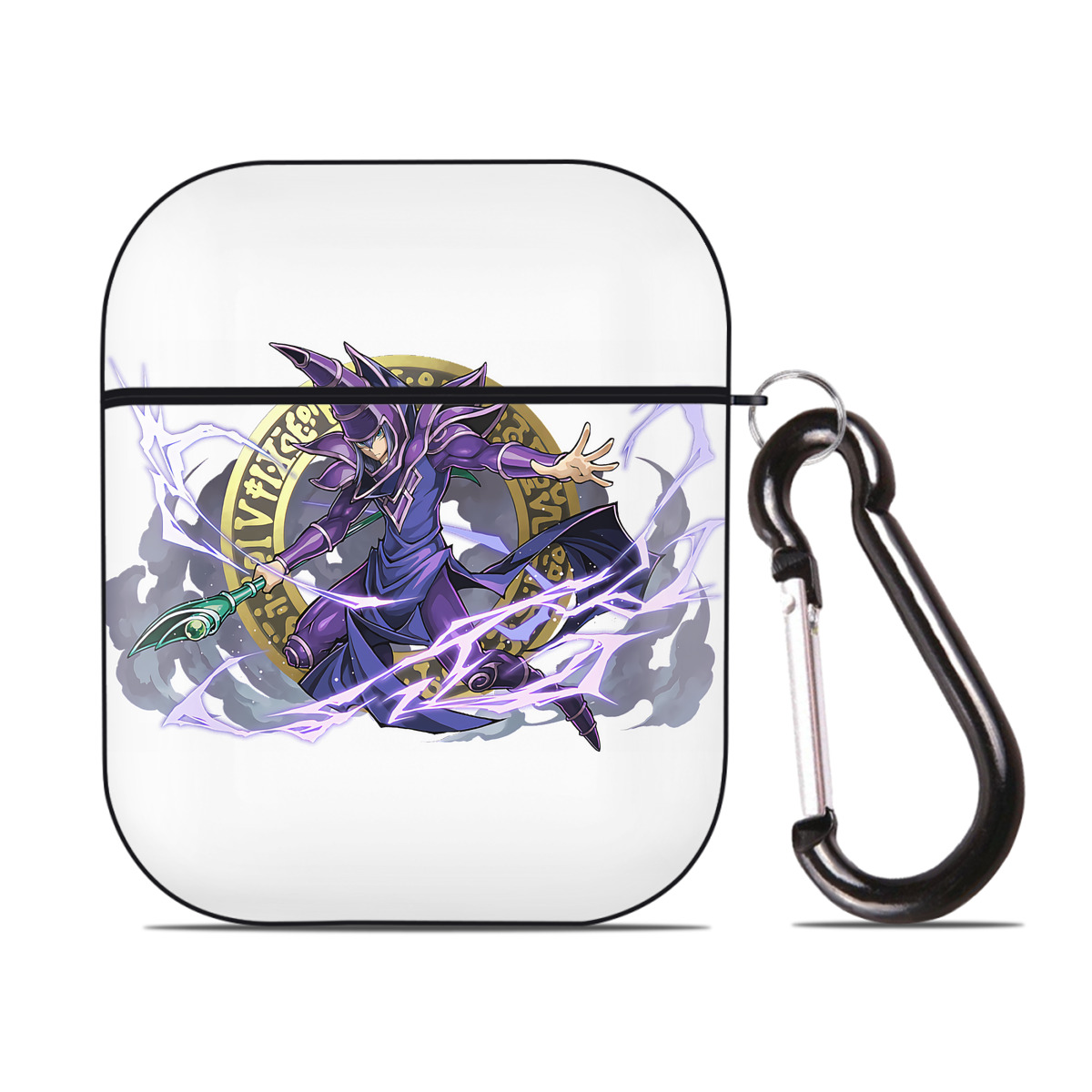 （画像用） 遊☆戯☆王 Yu-Gi-Oh! AirPods 第2世代保護ケース ハードシェル ブラック 耐衝撃・防指紋・カラビナ付き