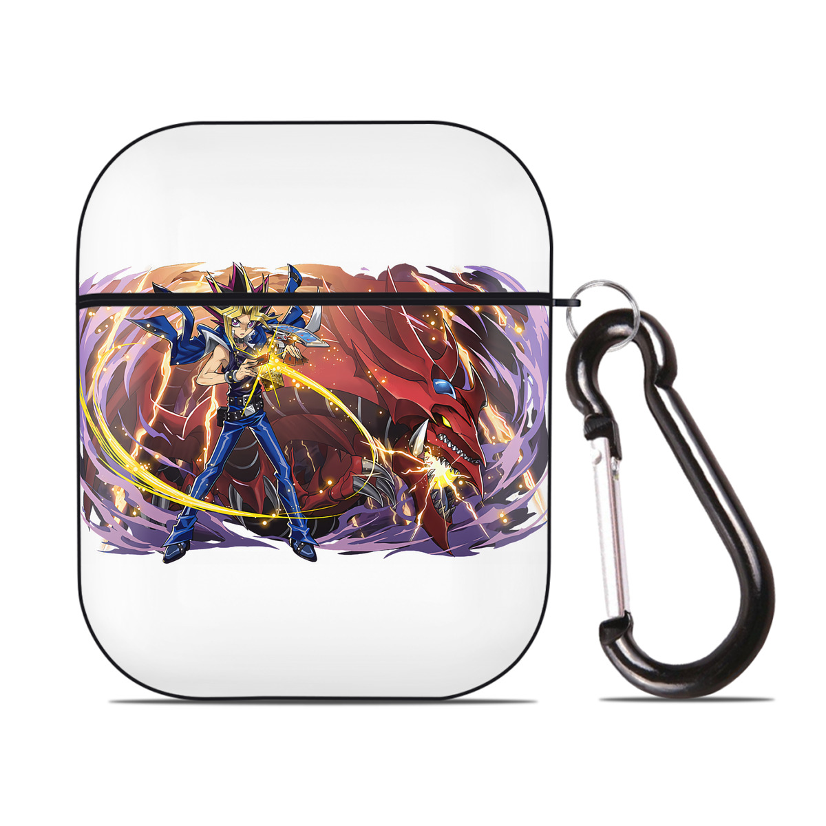 （画像用） 遊☆戯☆王 Yu-Gi-Oh! AirPods 第2世代保護ケース ハードシェル ブラック 耐衝撃・防指紋・カラビナ付き