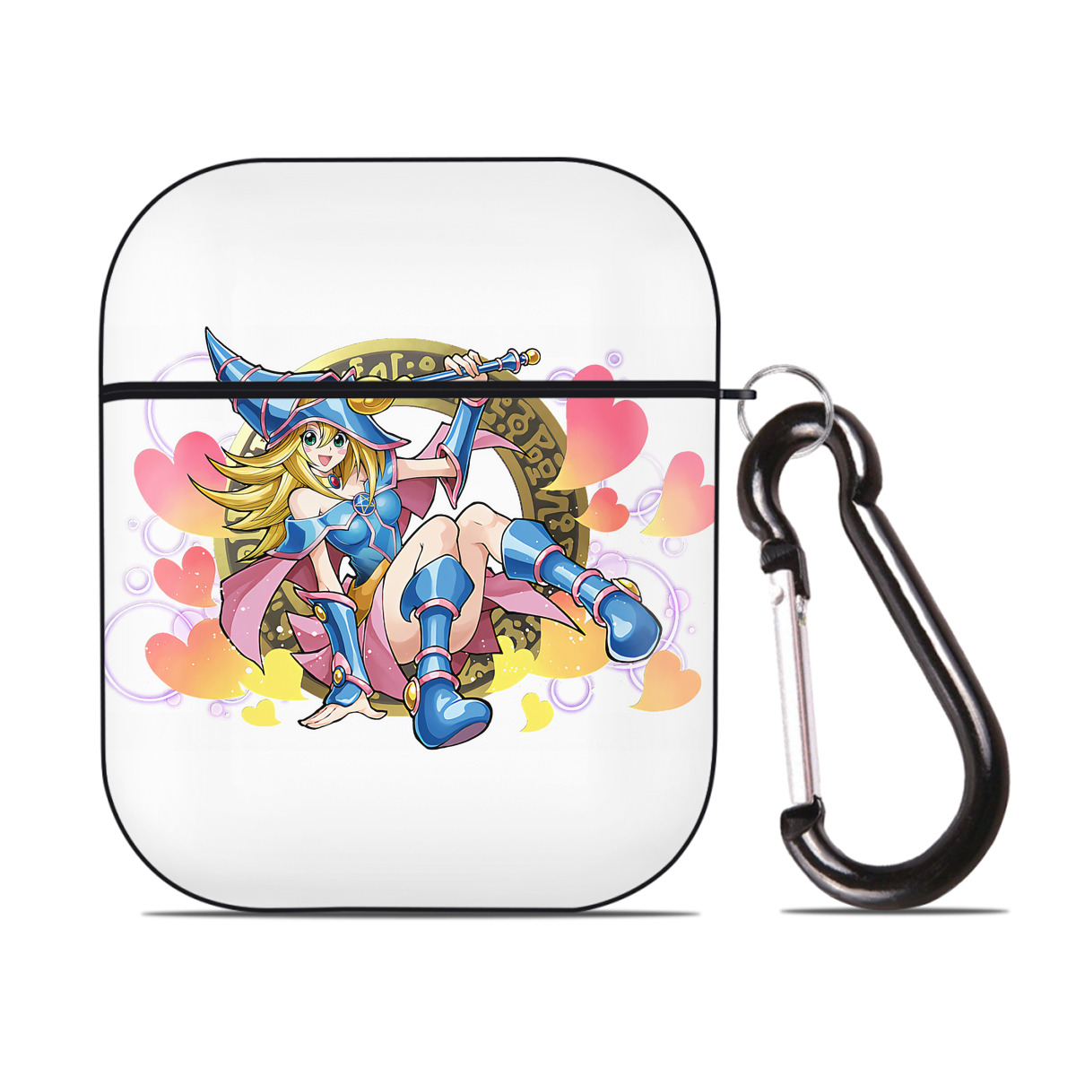 （画像用） 遊☆戯☆王 Yu-Gi-Oh! AirPods 第2世代保護ケース ハードシェル ブラック 耐衝撃・防指紋・カラビナ付き