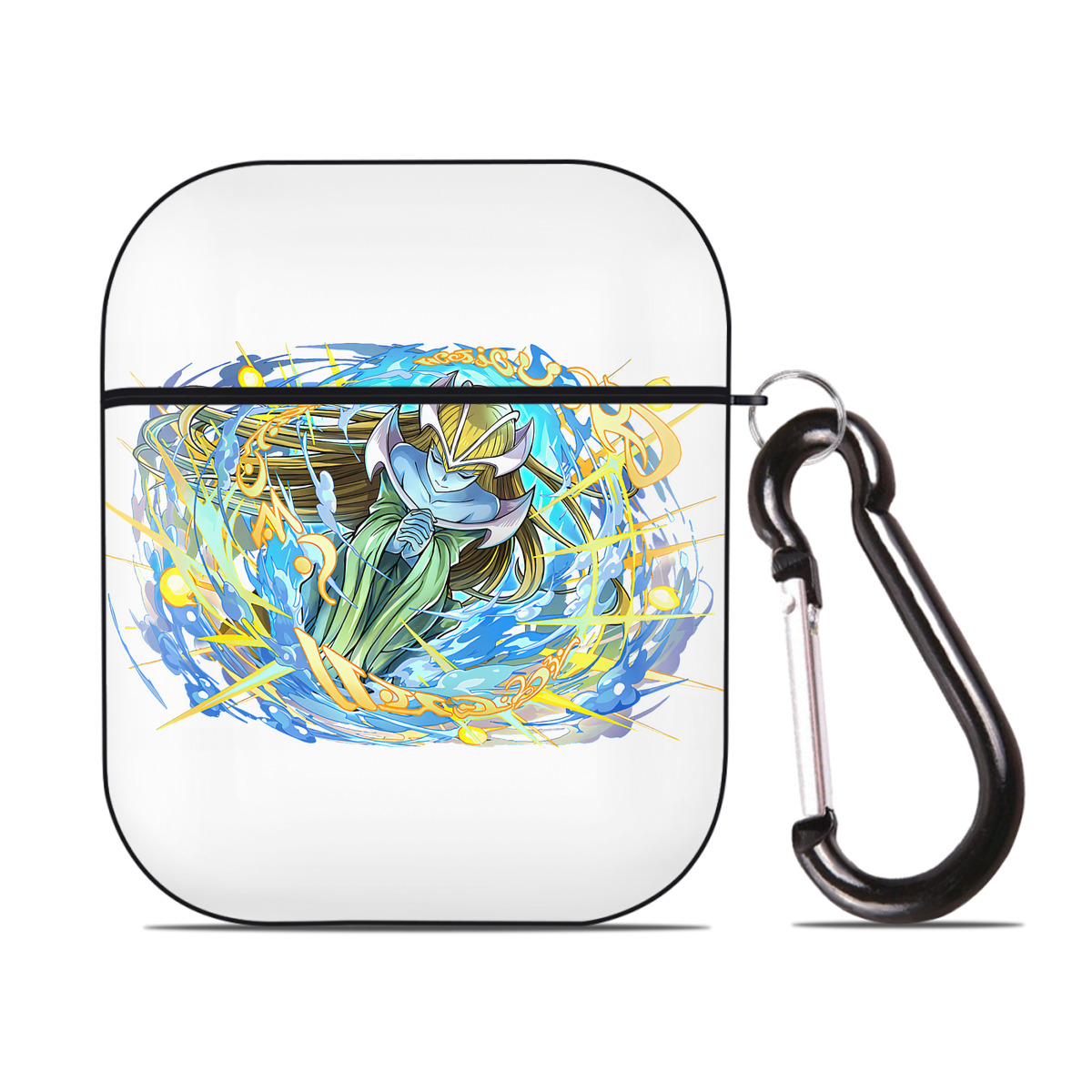 （画像用） 遊☆戯☆王 Yu-Gi-Oh! AirPods 第2世代保護ケース ハードシェル ブラック 耐衝撃・防指紋・カラビナ付き